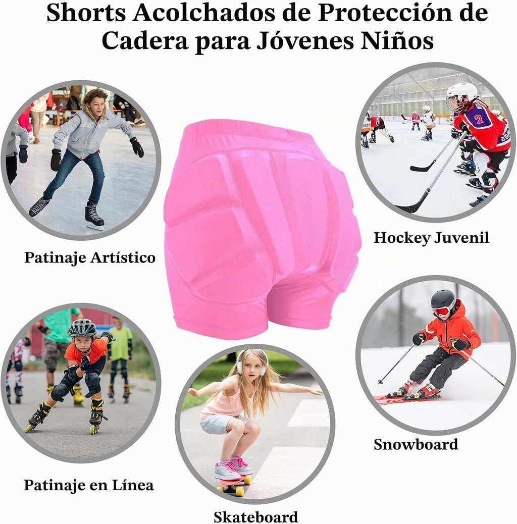 Pantalones cortos acolchados para niños para patinaje, almohadillas...