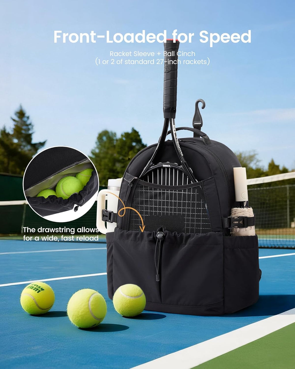 LOVEVOOK Bolsa de tenis para mujer, mochila de tenis con compartime...