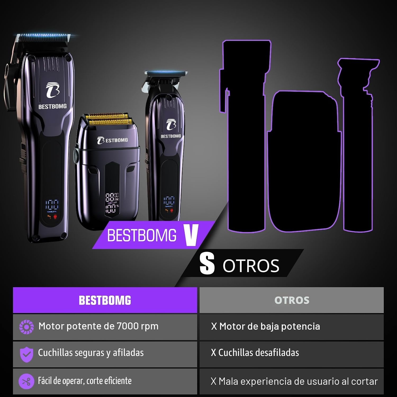 BESTBOMG® - Cortapelos para hombres profesionales, kit de corte de...
