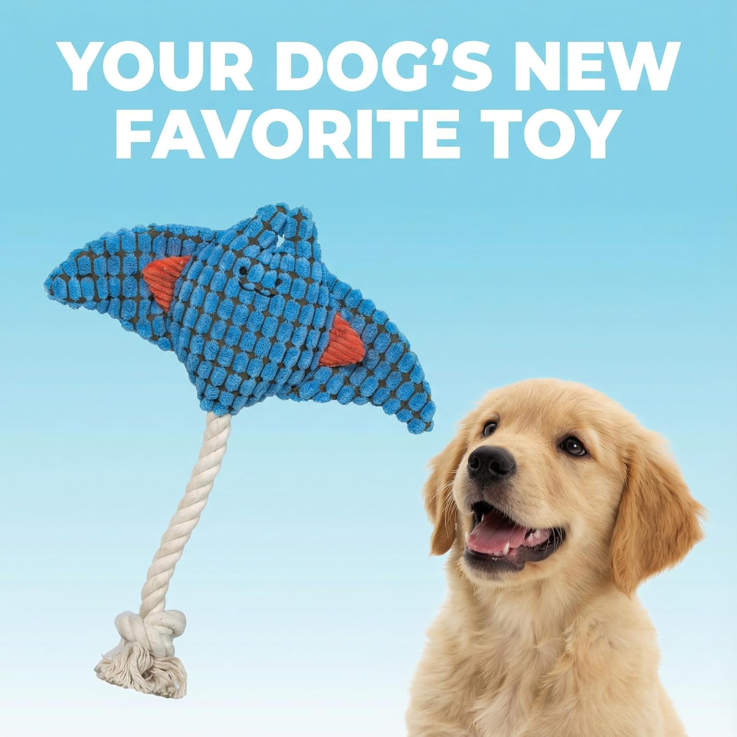 Paw-FECT - Juguete de peluche para perro de cuerda de mantarraya\/m...
