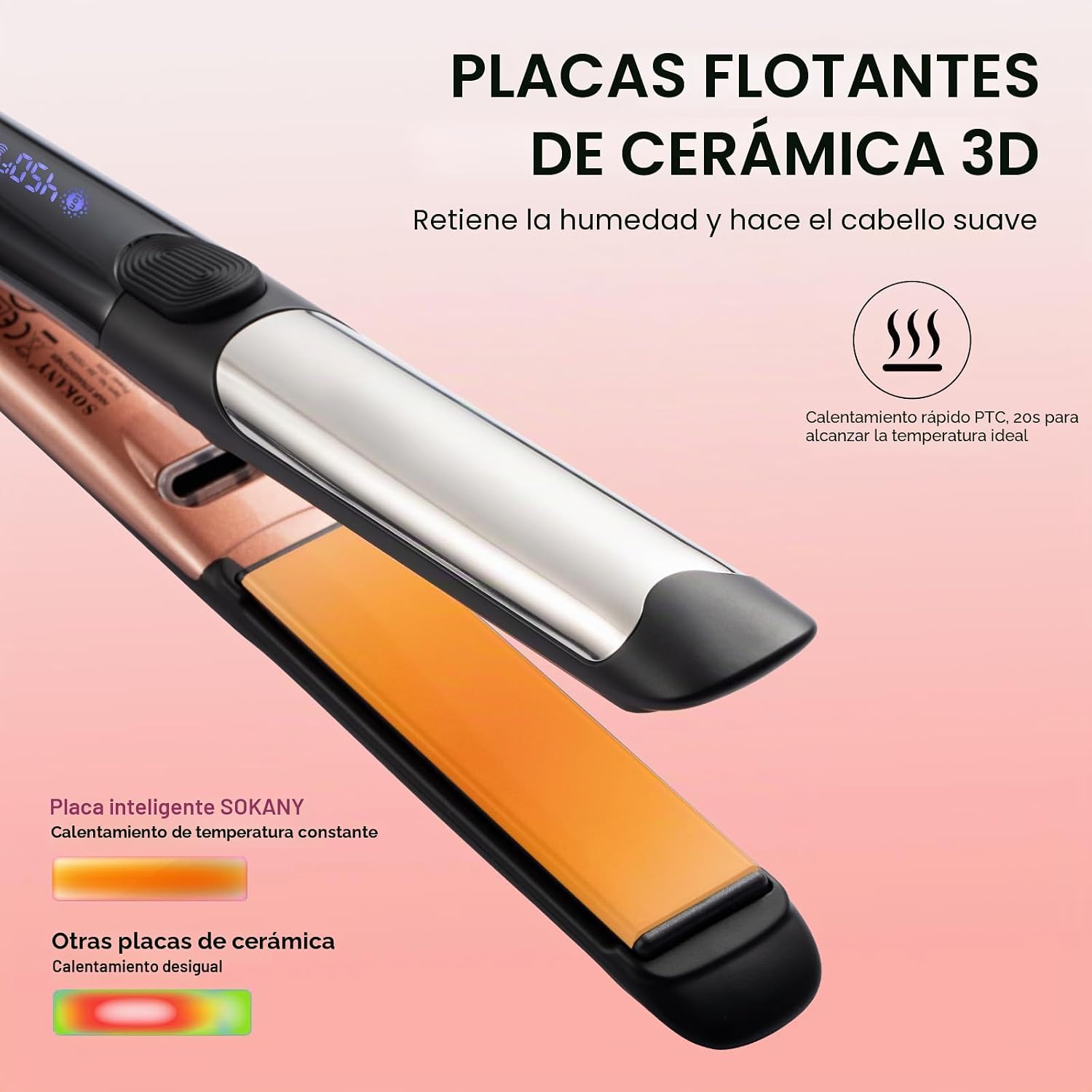 SOKANY Plancha de 1 Pulgada para Cabello Alisadora y Rizador de Tit...