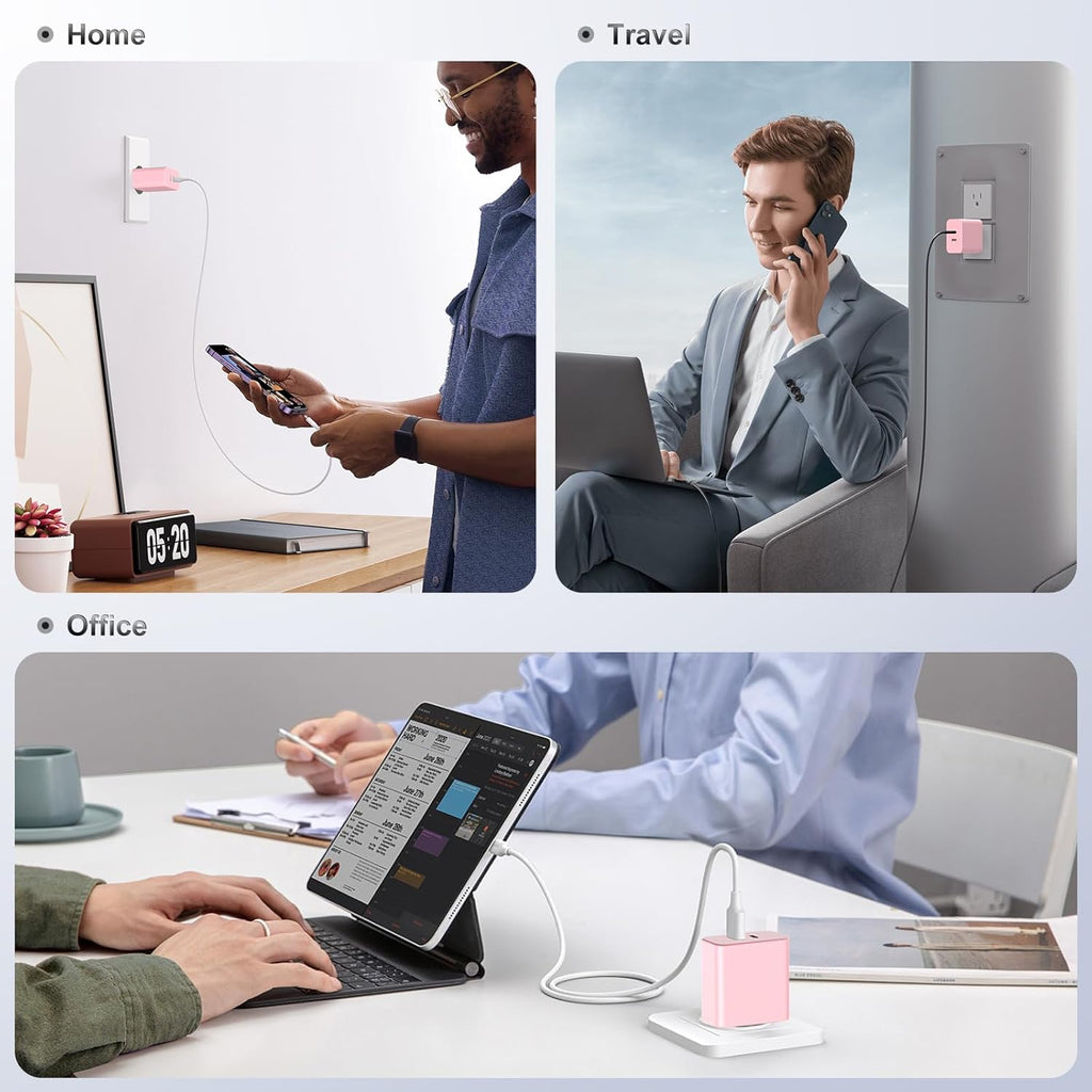Susnwere Bloque de cargador USB C dual de 40 W, adaptador de corrie...