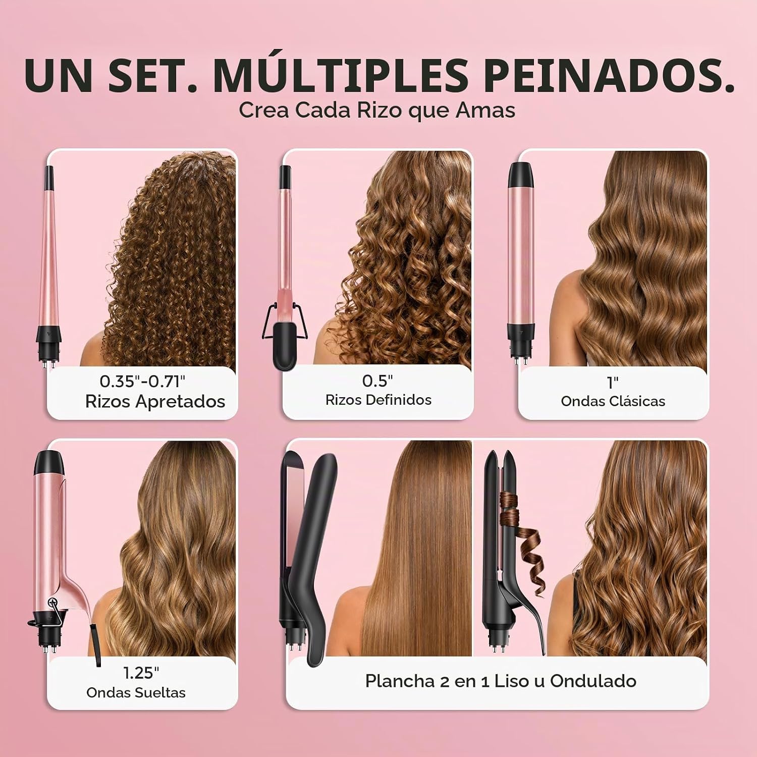 Ufree Rizador 5 en 1 con cilindros de cerámica intercambiables (0.3...