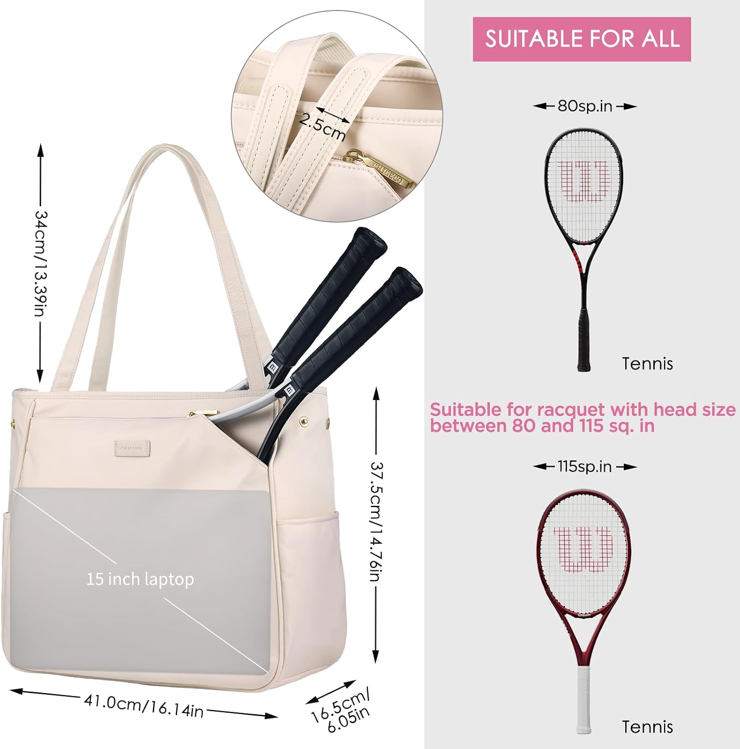 CHICECO Bolsa de tenis para mujer, bolsa de raqueta de tenis grande...
