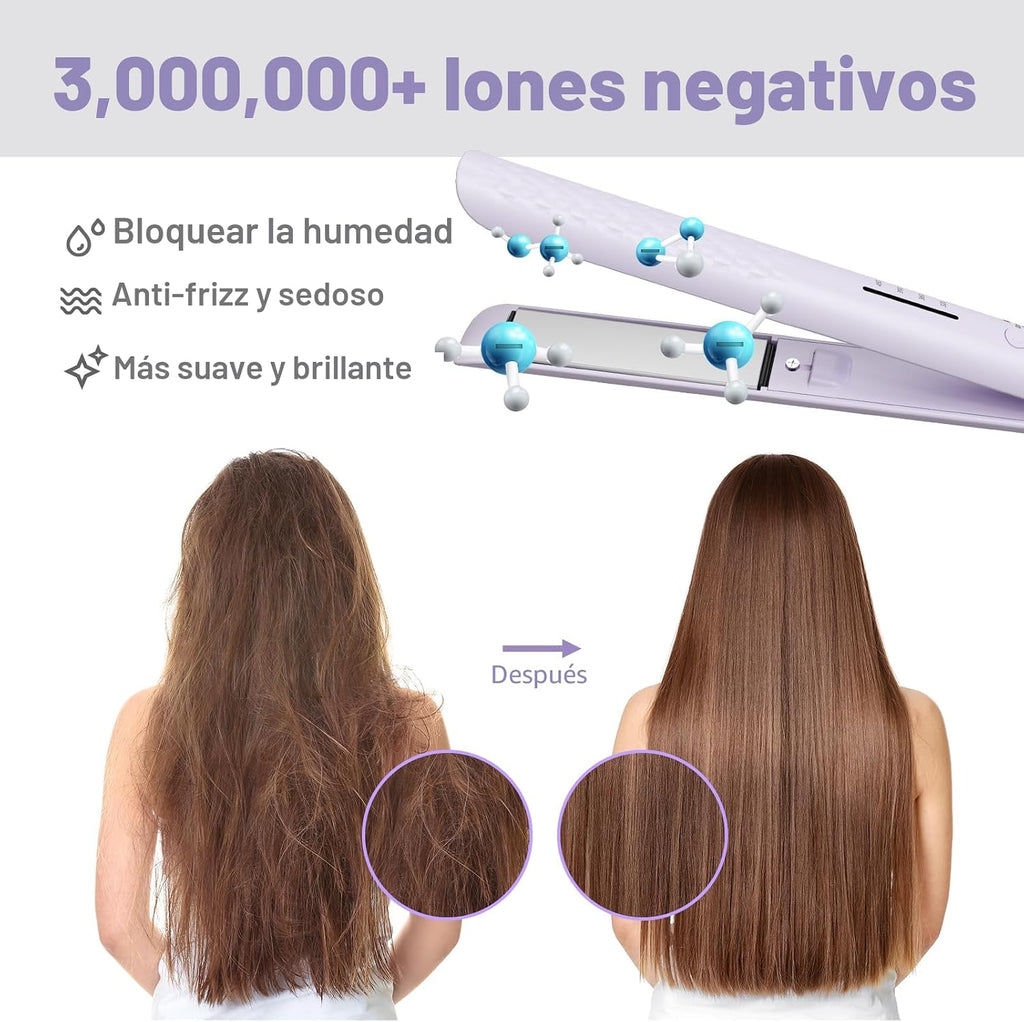 Quico Plancha para el cabello, alisadora de cabello de viaje global...