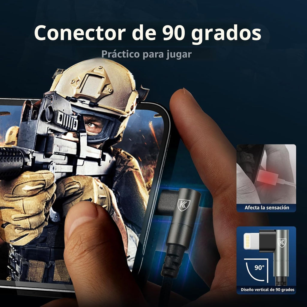 Cargador de iPhone de 90 grados de 6 pies, [certificado Apple MFi],...