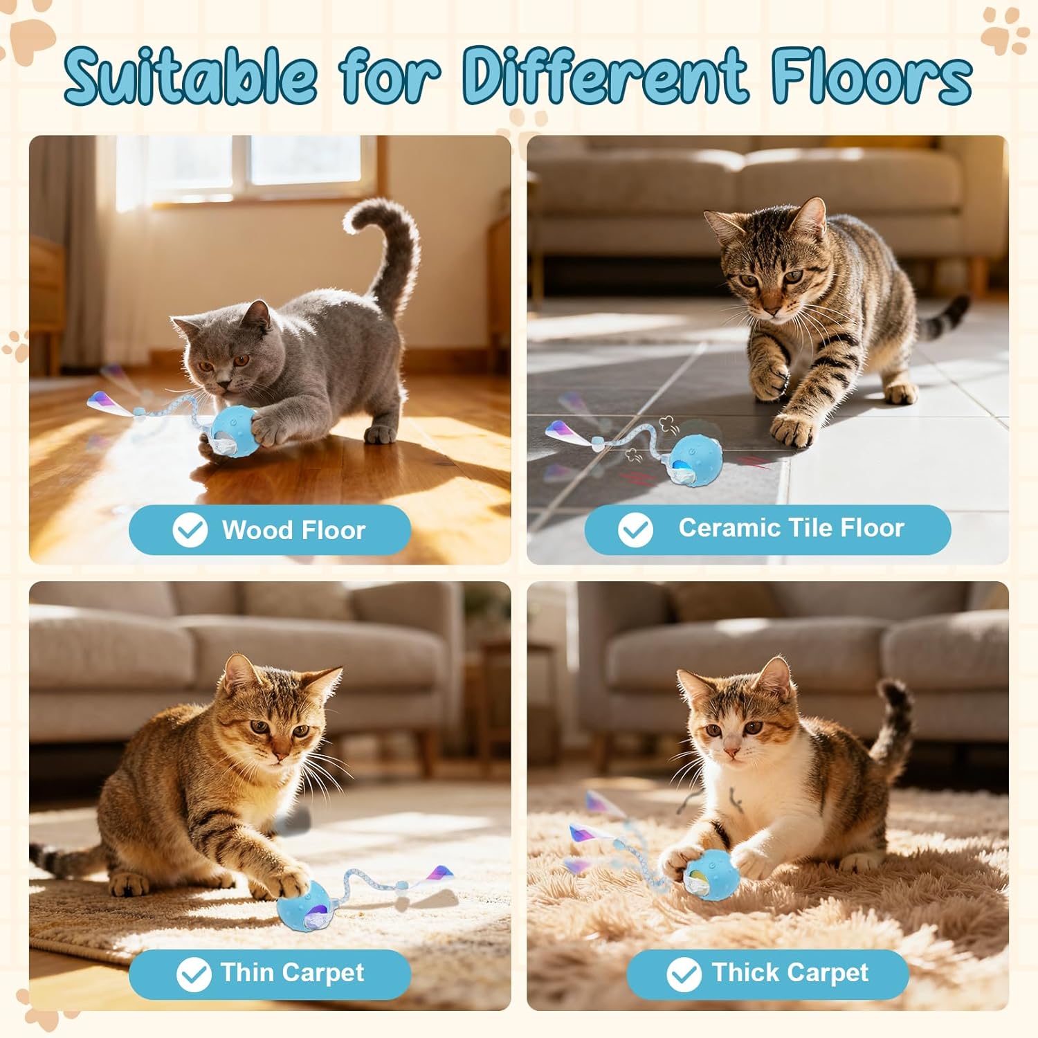 Pelota de juguete motorizada inteligente interactiva para gatos, 2...