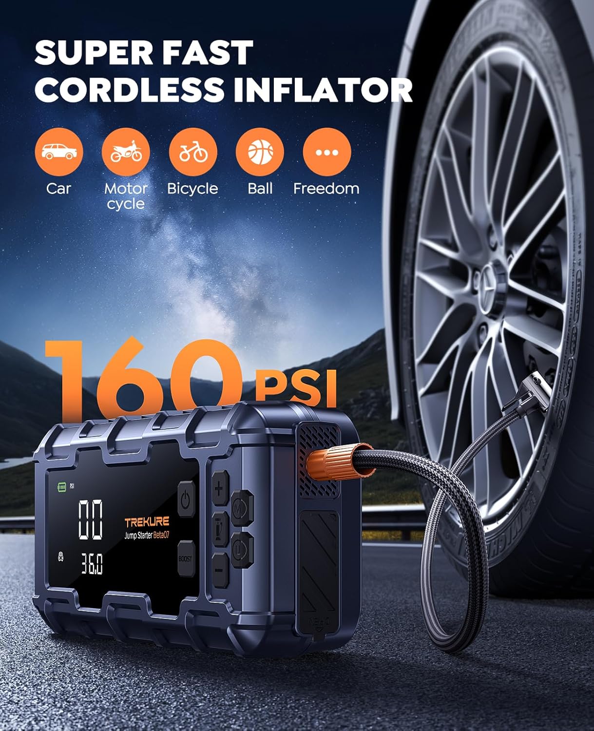 TREKURE Caja de arranque de batería de coche 10 en 1 con cables de...