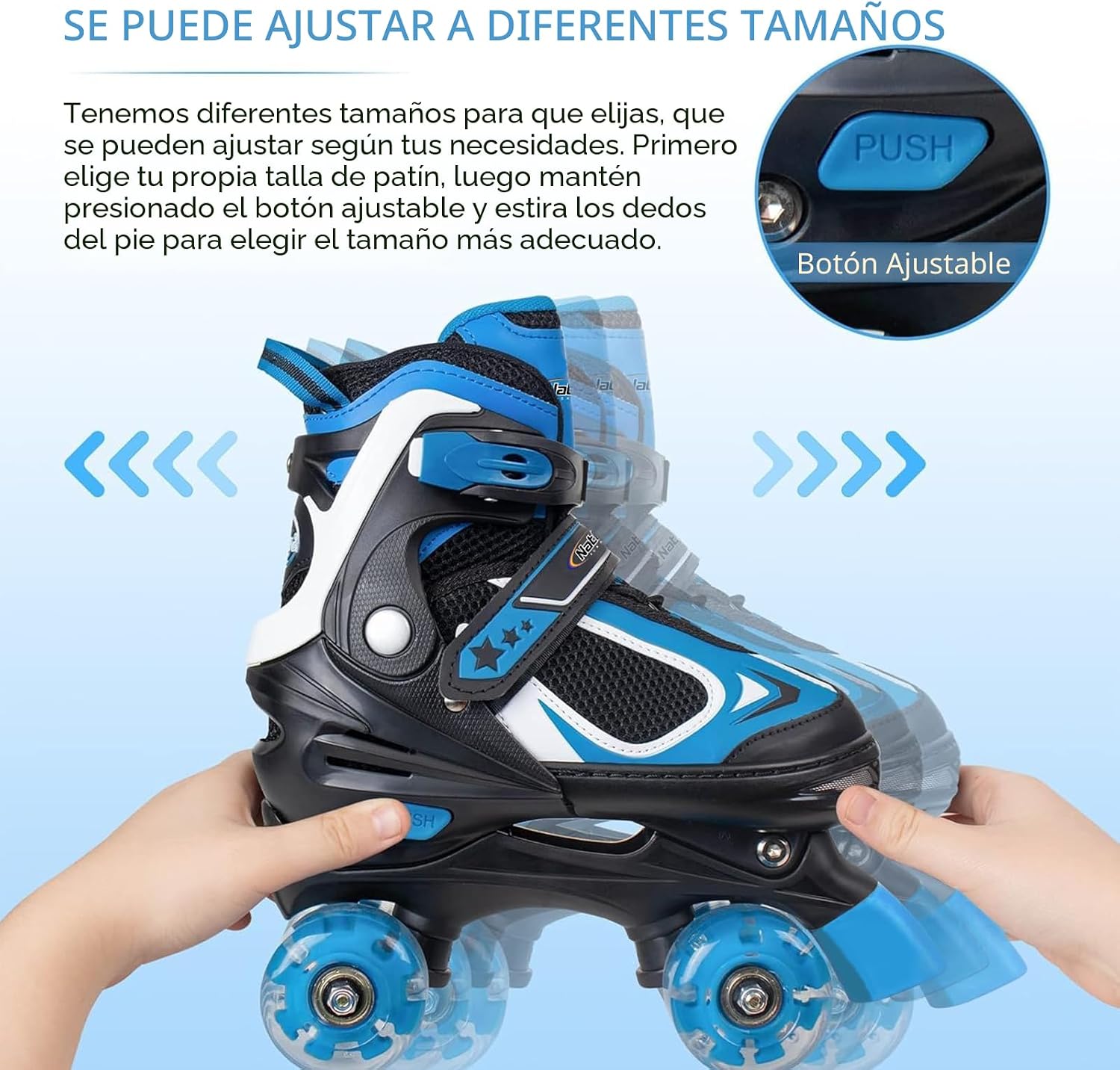 Nattork Patines de ruedas para niños y niñas, patines cuádruples aj...
