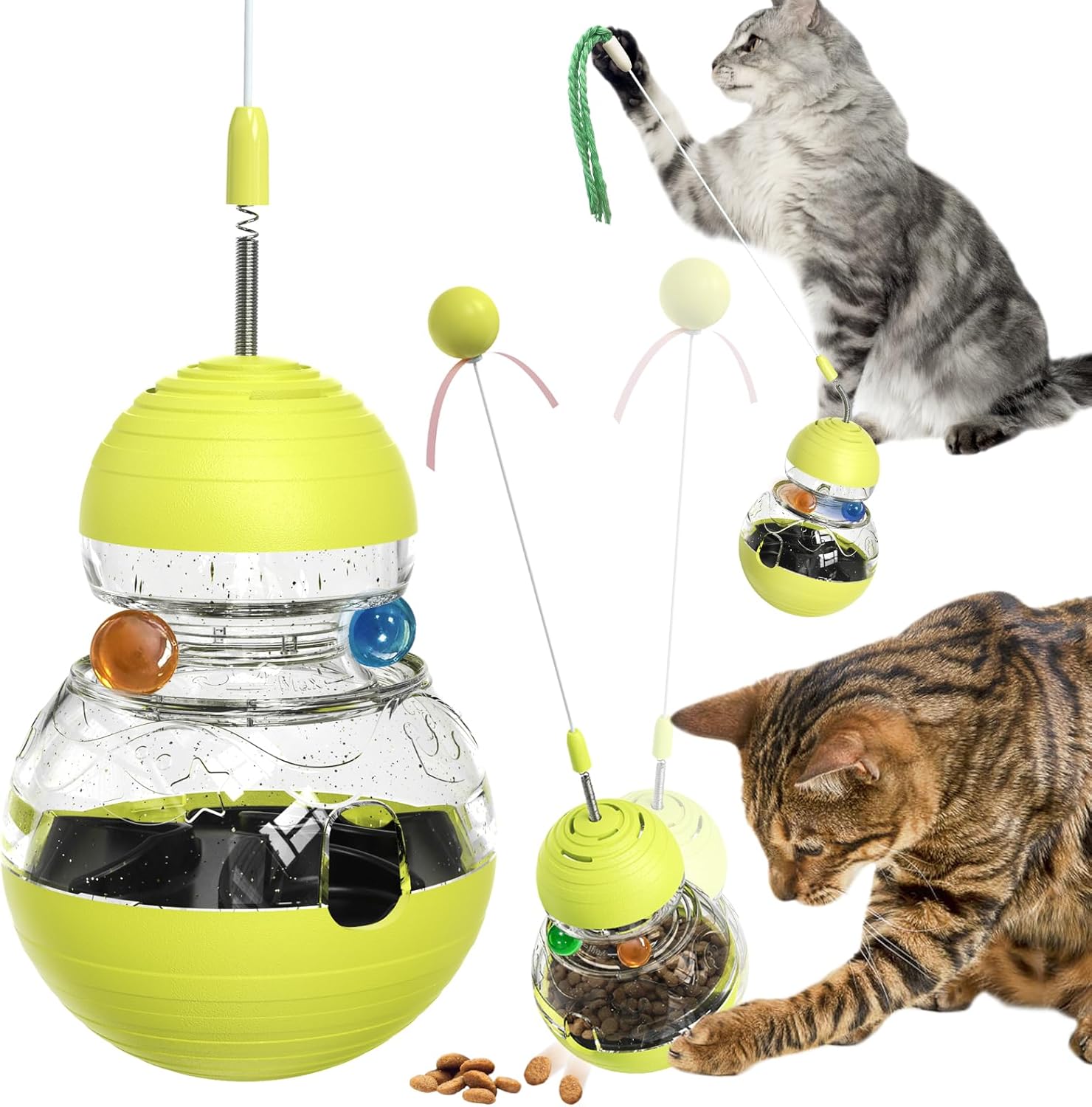 TLKNG Juguete para gatos de interior, dispensador de golosinas tamb...