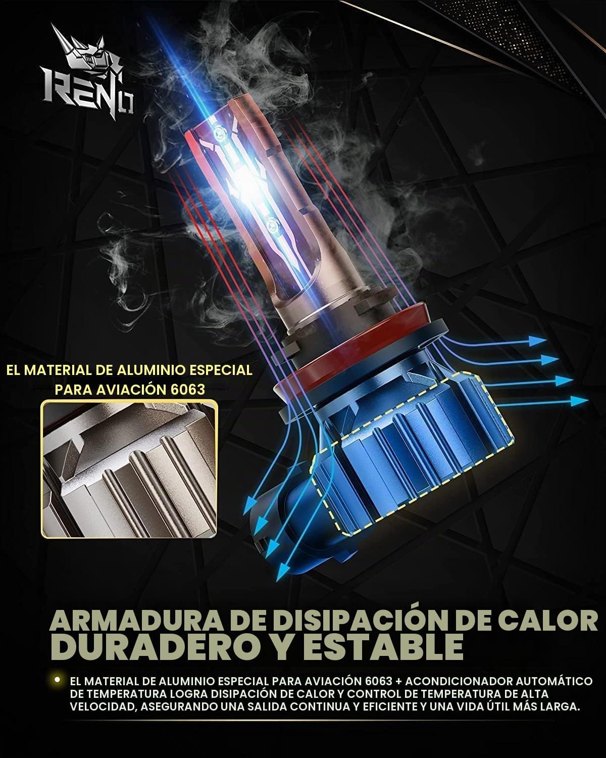 Bombilla RENO H11, luces antiniebla H11 de 6500K, blanca, sin venti...