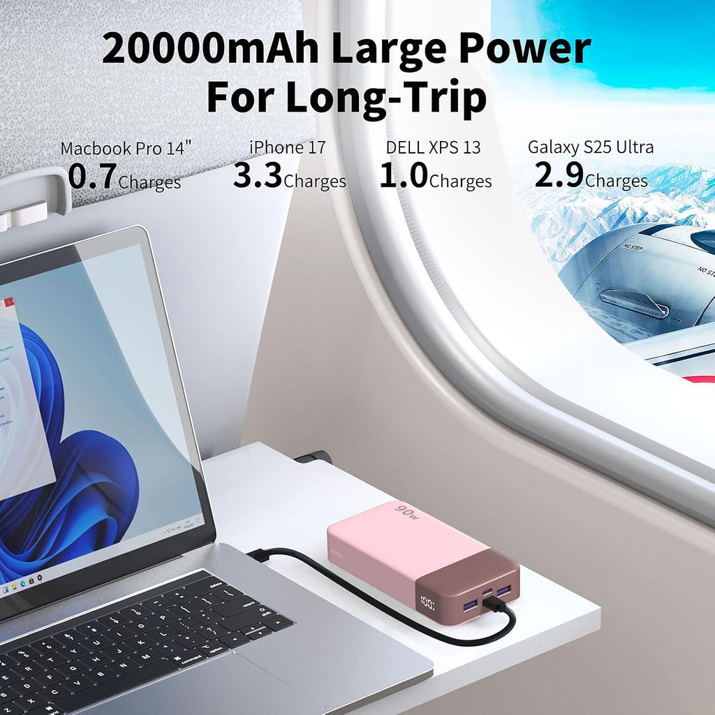 NOBIS Banco de energía de 90 W, 20,000 mAh, cargador portátil para...