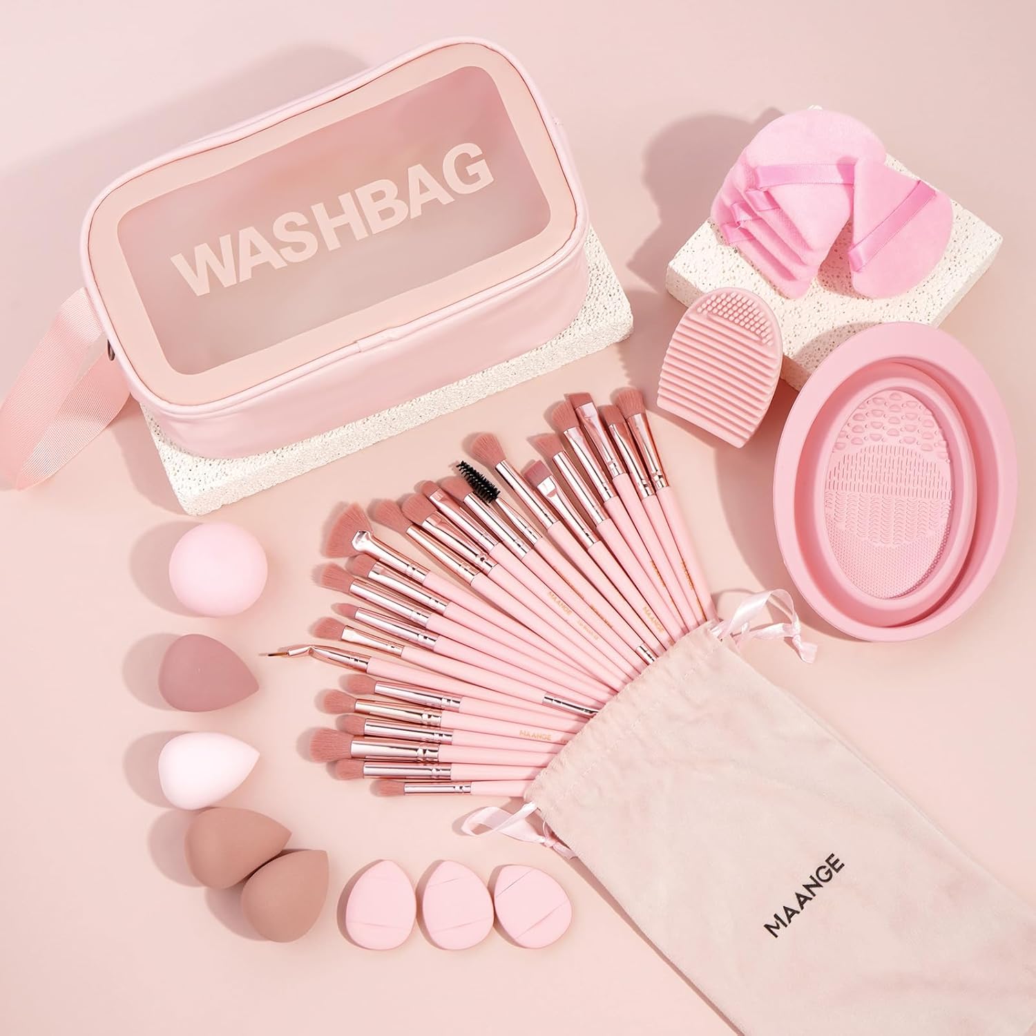 MAANGE Juego de 41 brochas de maquillaje de precisión sintética de...