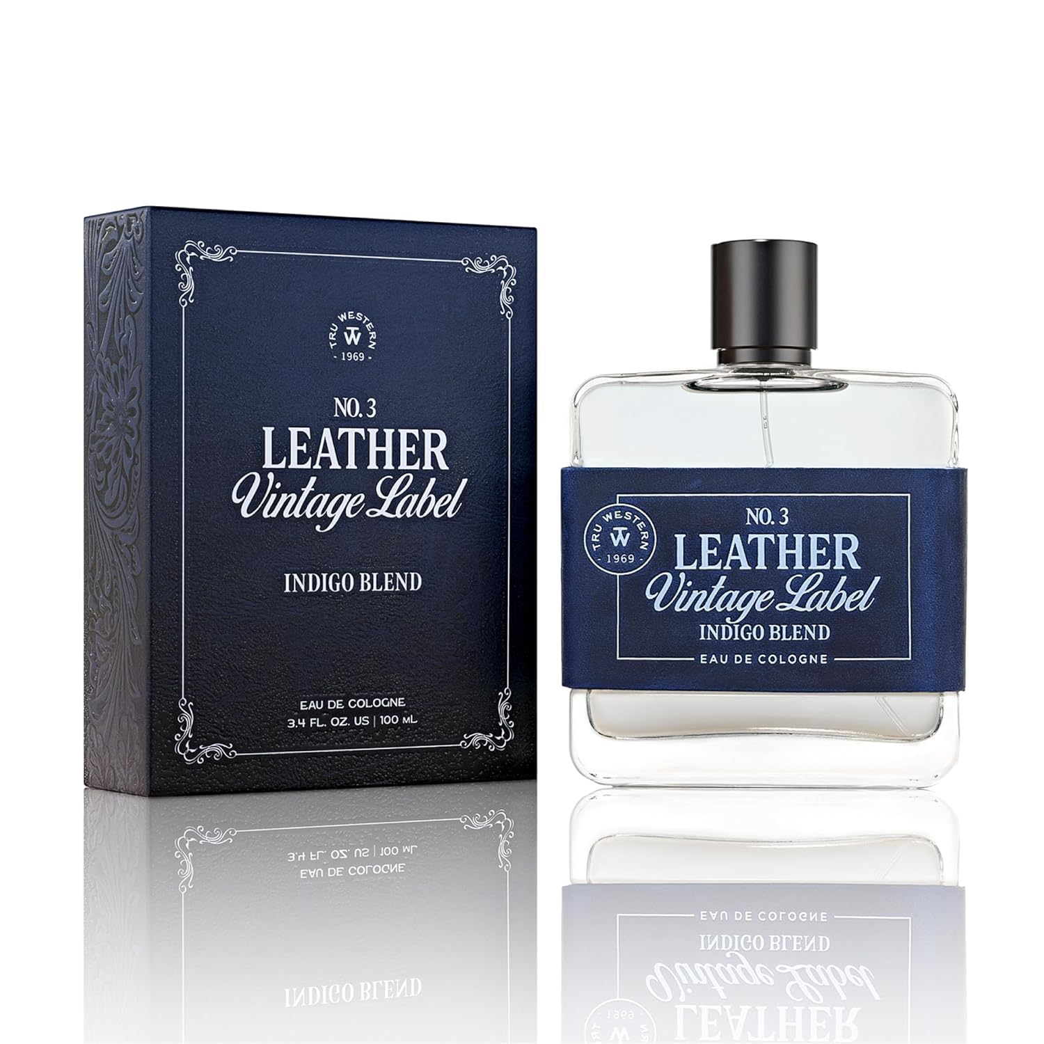 Cuero No. 3 por Tru Western, Etiqueta Vintage Indigo Mezcla, 3.4 fl...