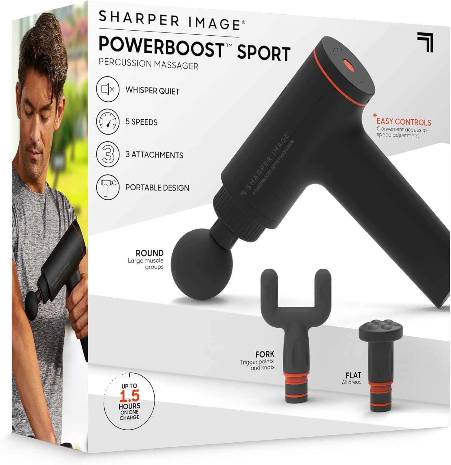 Sharper Image® Powerboost™ - Masajeador deportivo de percusión, dis...