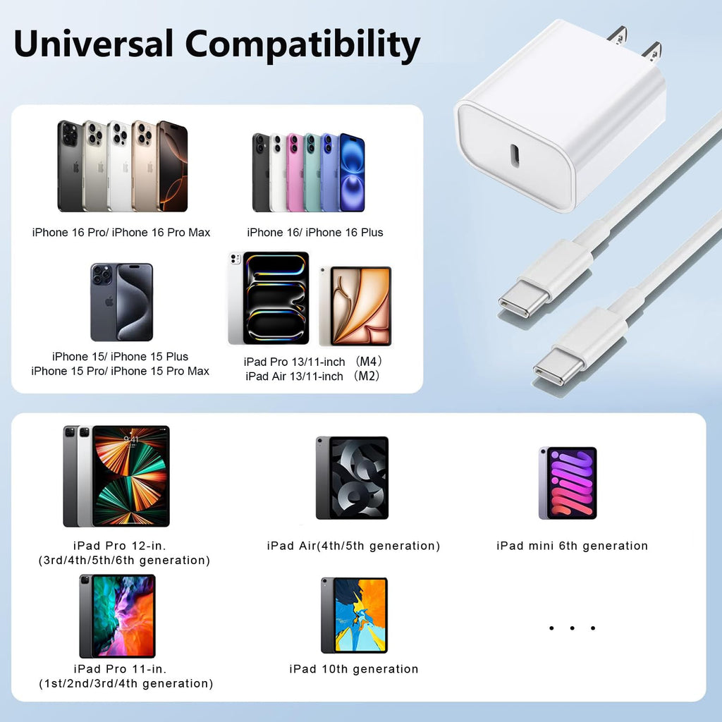Cargador para iPhone 16\/15 de Carga Rápida 20W Bloque de Cargador...