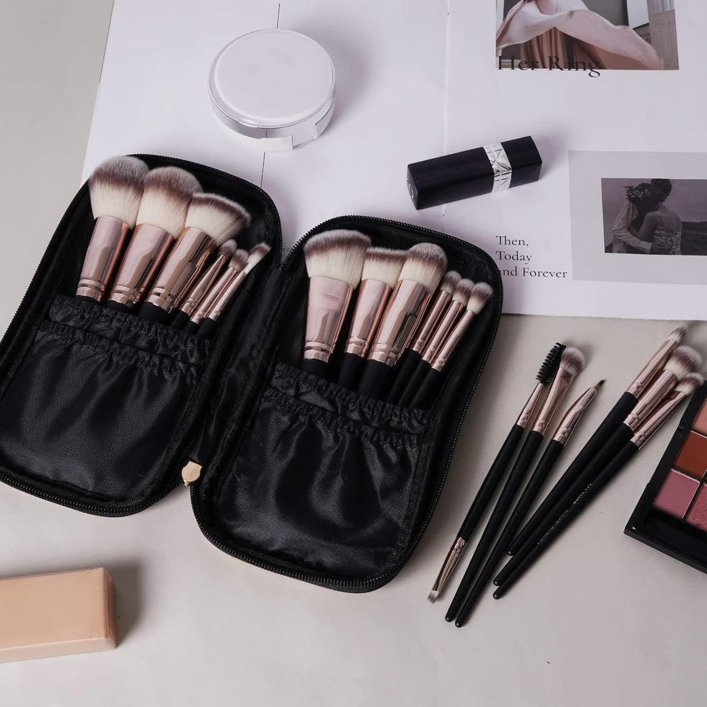 Juego de brochas de maquillaje con estuche, MAANGE Set de 18 piezas...