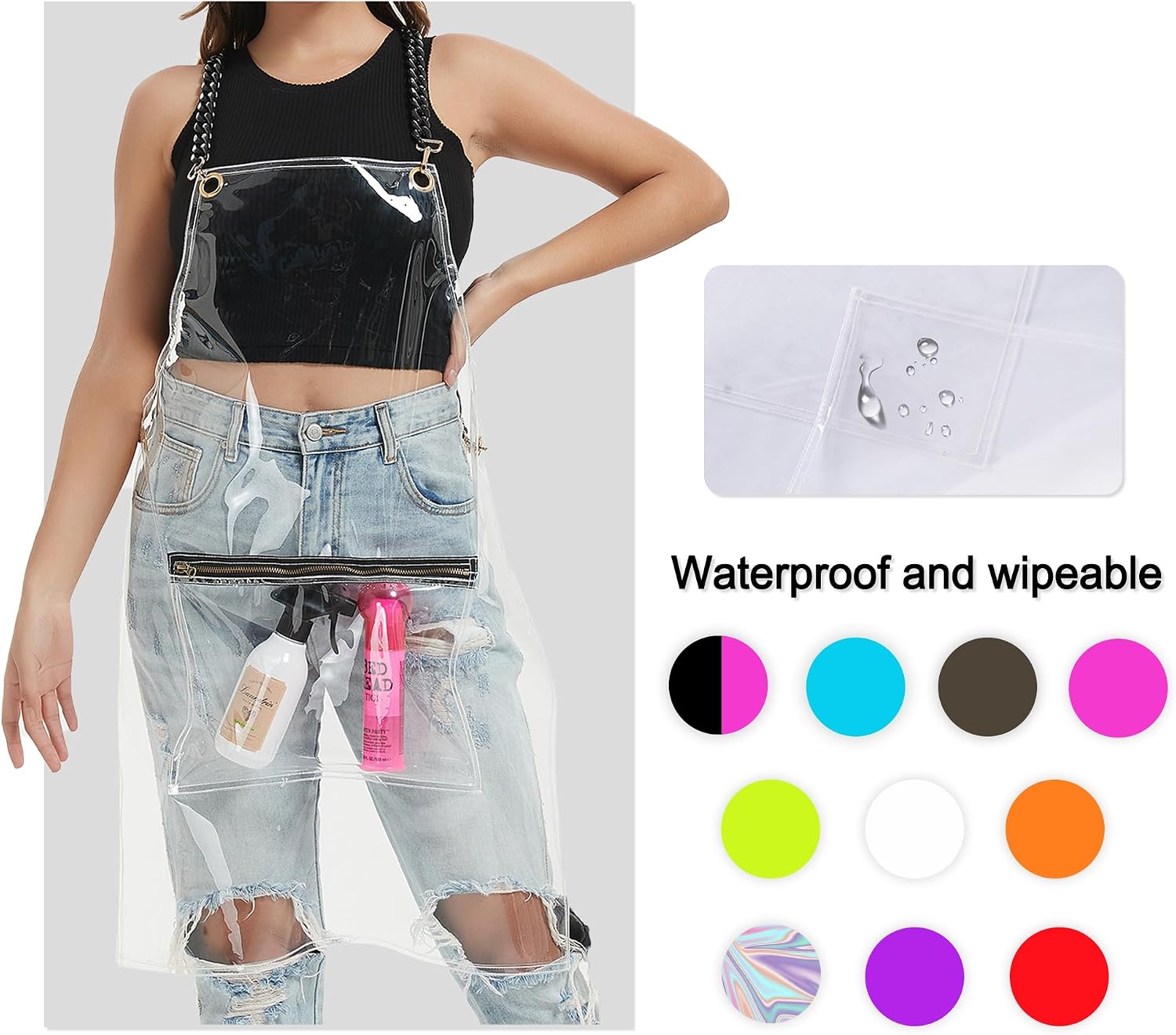 MIKI WELL Delantal de estilista para mujer - Delantal impermeable p...