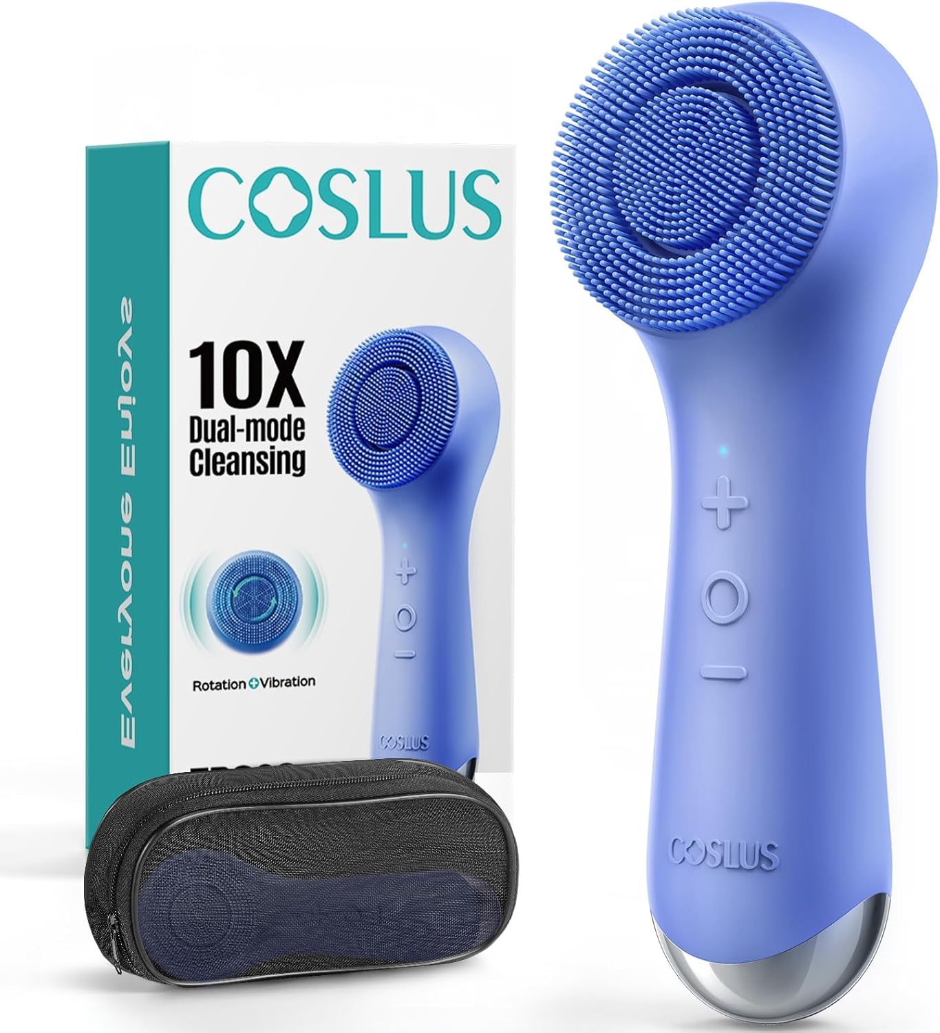 COSLUS FBS03 Cepillo de limpieza facial: 2 en 1 con giro y vibració...