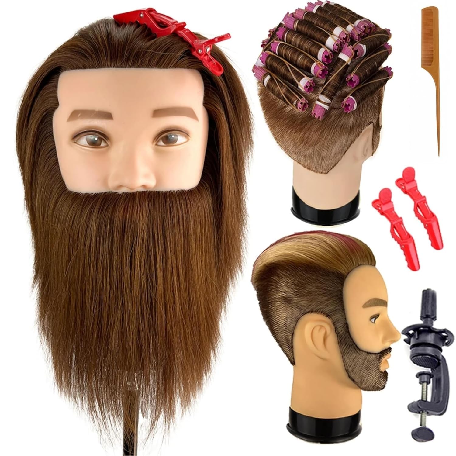 Czrleaty Cabeza de maniquí de cabello humano para peinar el cabello...