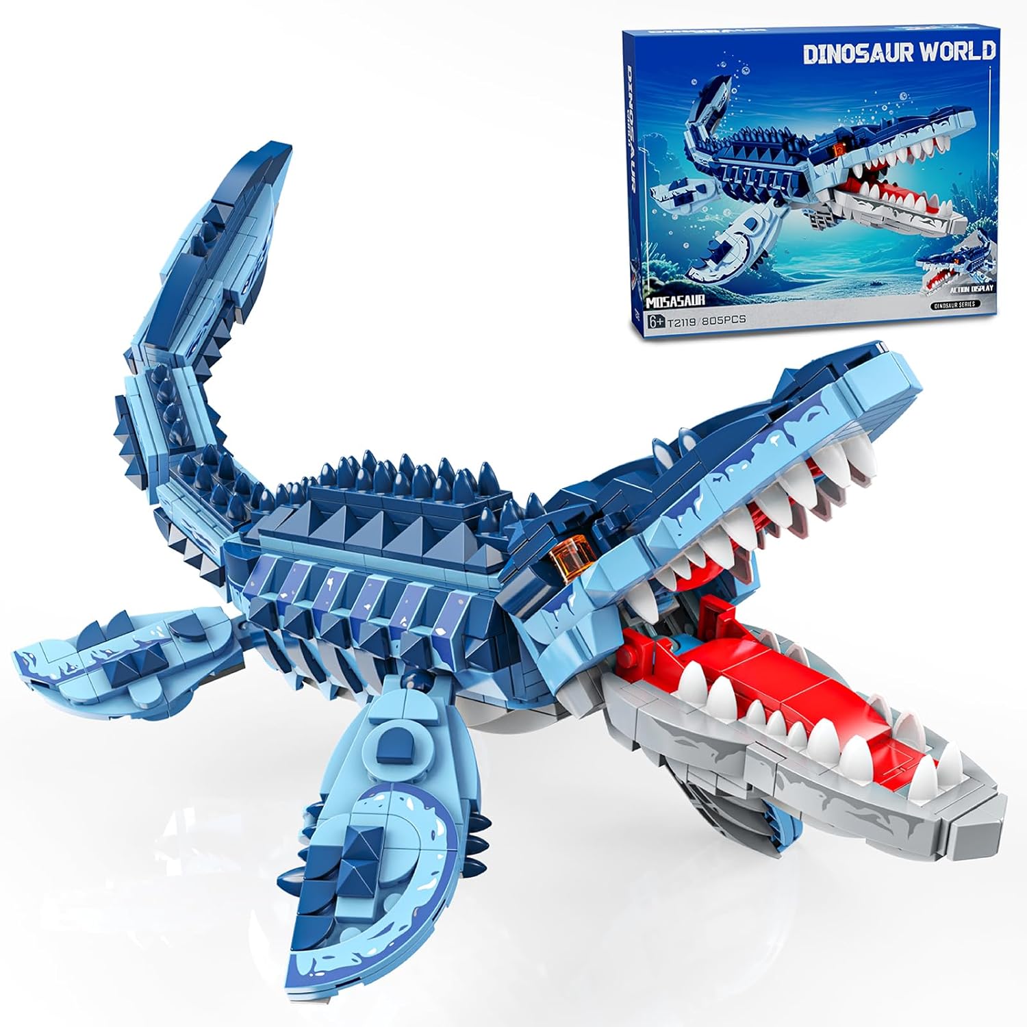 EITOLNR Juego de bloques de construcción de Mosasaurus, 805 piezas,...