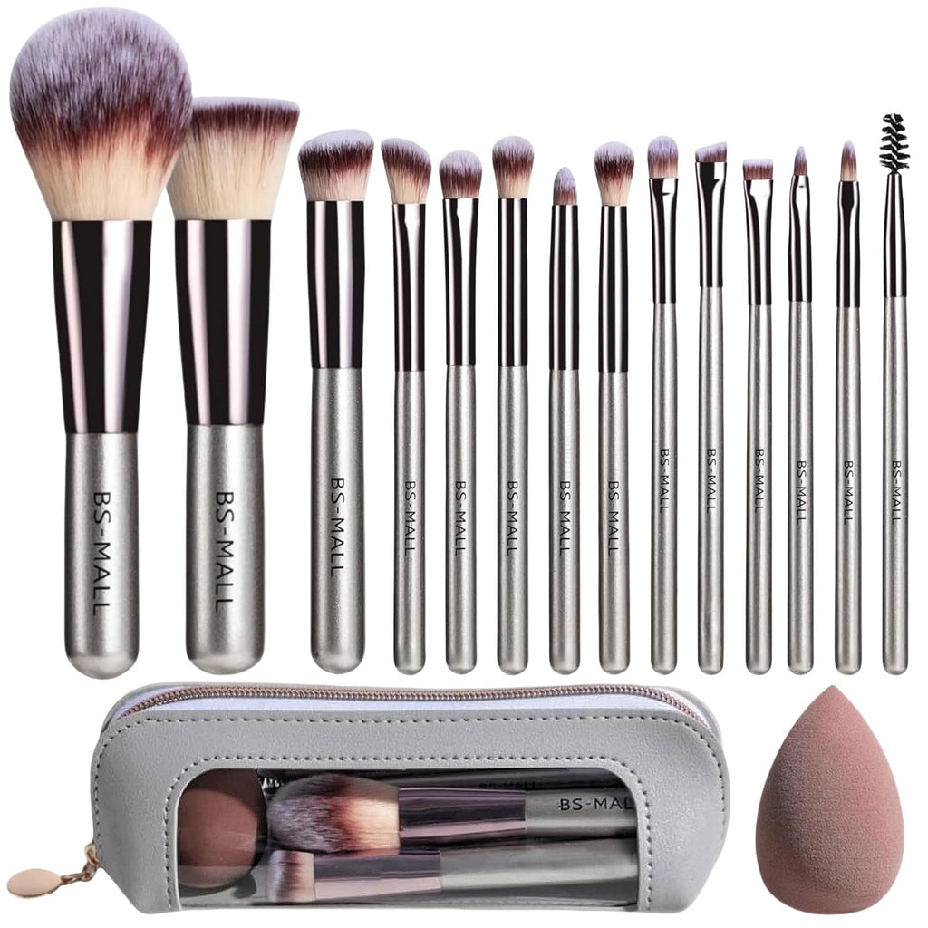 Juego de Brochas de Maquillaje de Viaje BS-MALL 14 Piezas con 1 Pie...