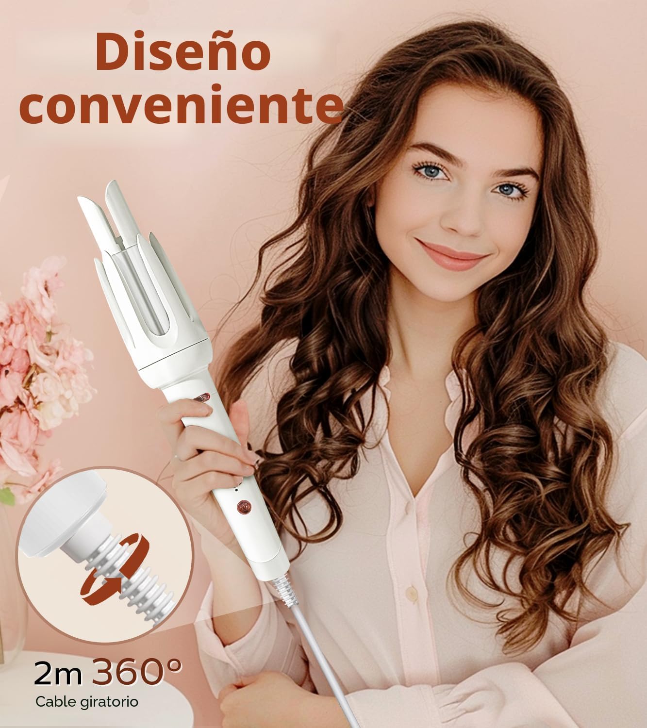 Rizador Automático de Cabello, Plancha de Rizar Automática con 4 Aj...