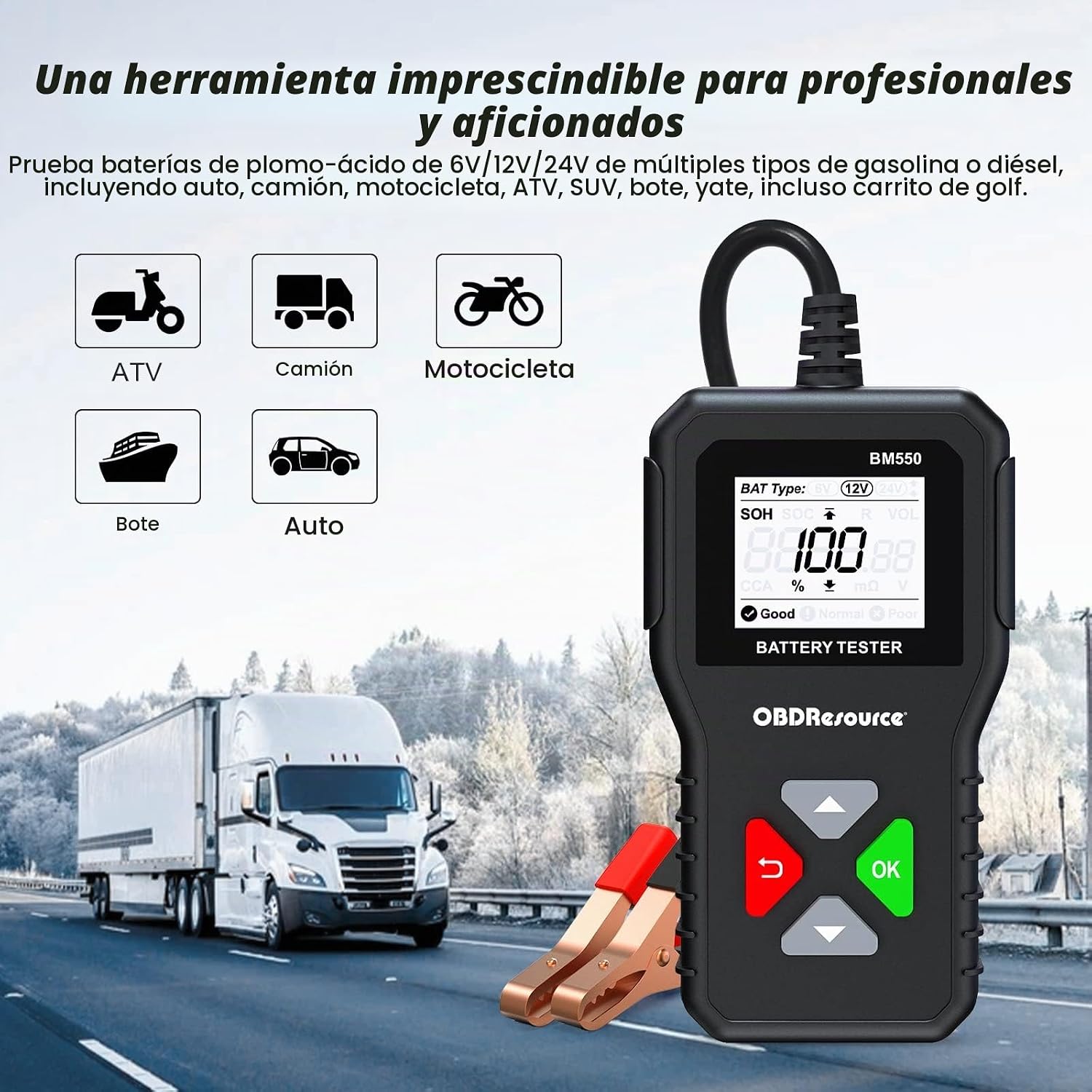 Probador de batería de automóvil 6 V, 12 V, 24 V, probador de volta...