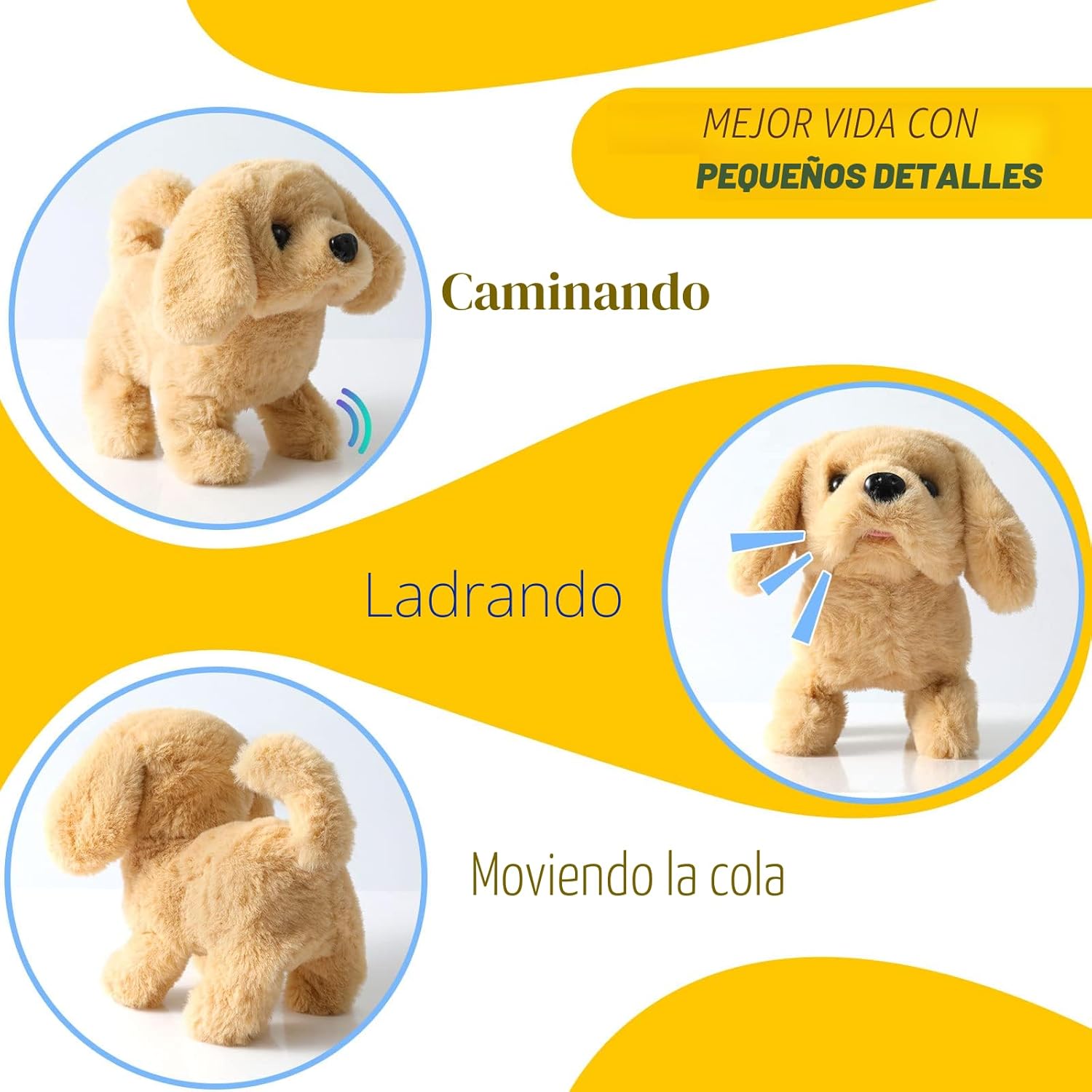KSABVAIA Juguete de Peluche Golden Retriever Cachorro Perro Electró...