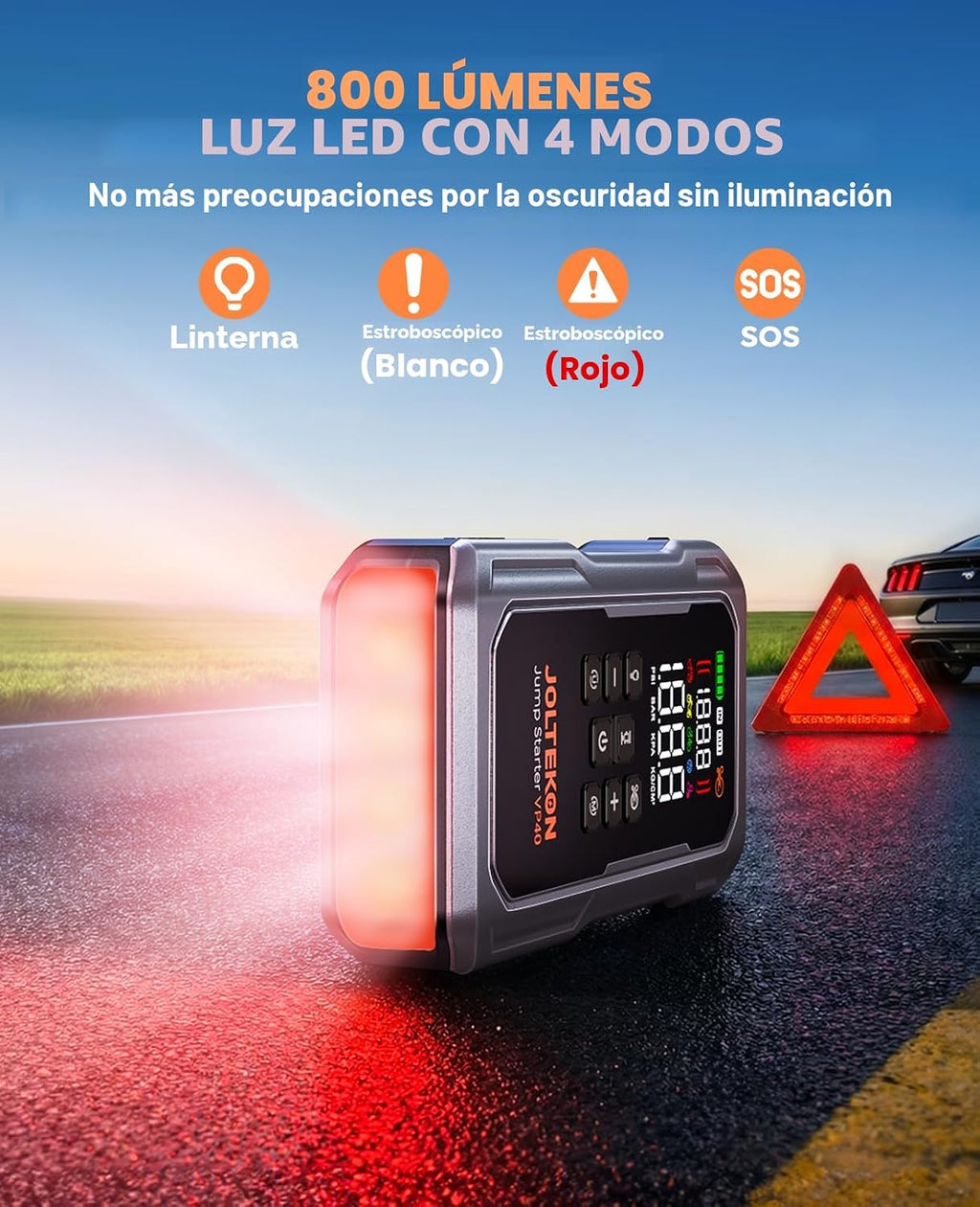 JOLTEKON Arrancador de batería de coche 9 en 1 de 6000A 160PSI con...
