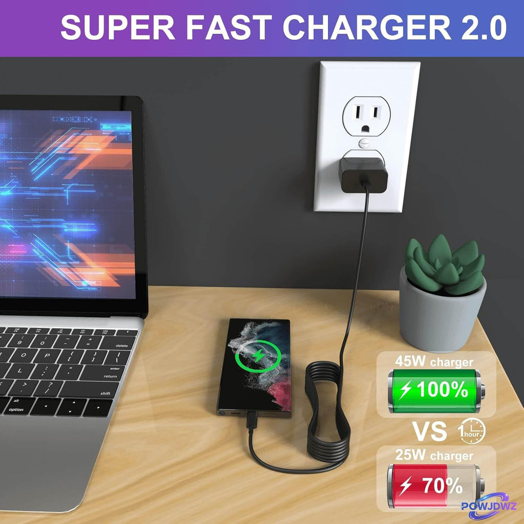 POWJDWZ Cargador USB C de 45 W, carga súper rápida tipo C compatibl...