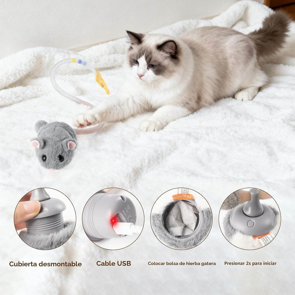Migipaws MigiMouse - Juguete interactivo para gatos con rodamiento...