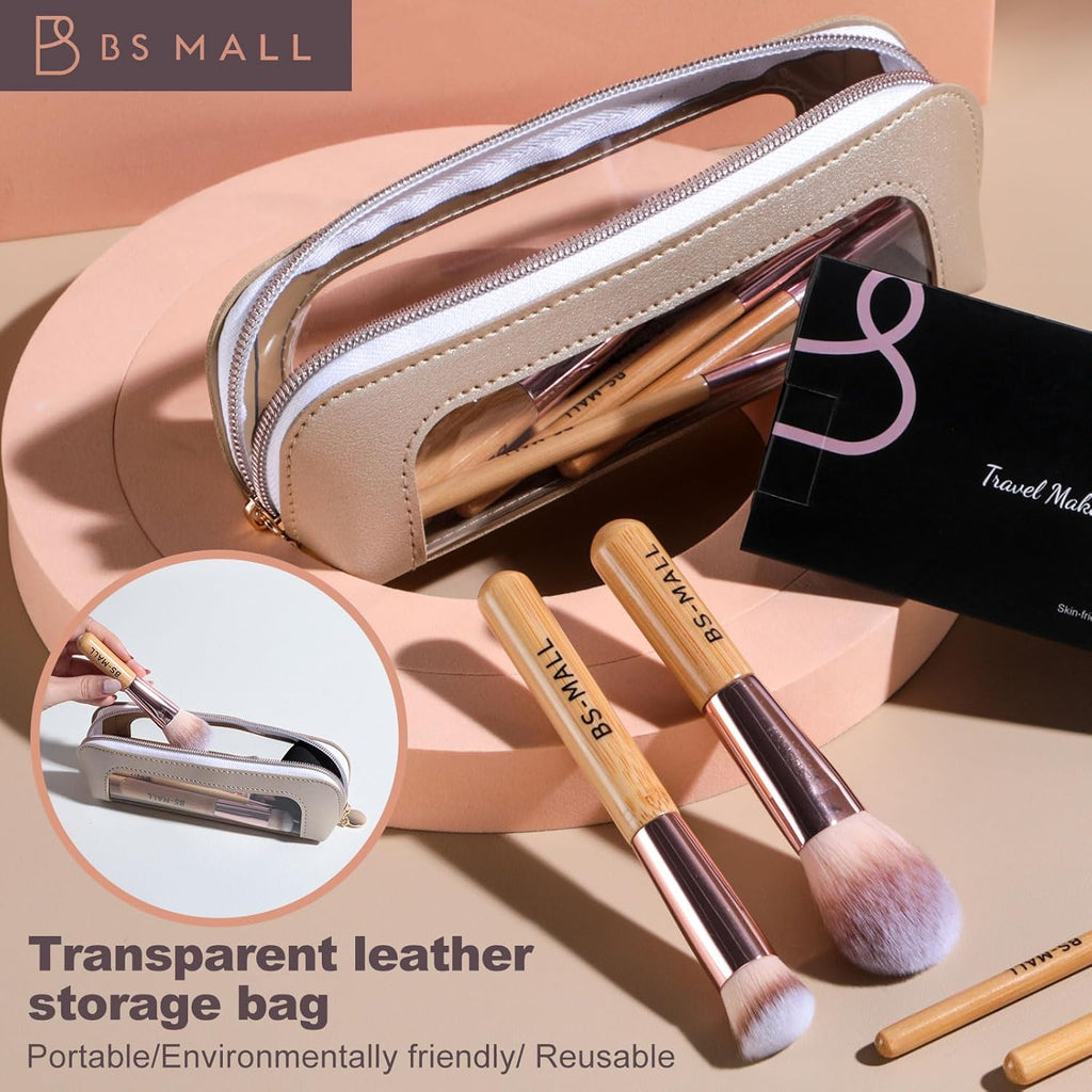 BS-MALL Juego de 14 brochas de maquillaje con 1 esponja de maquilla...
