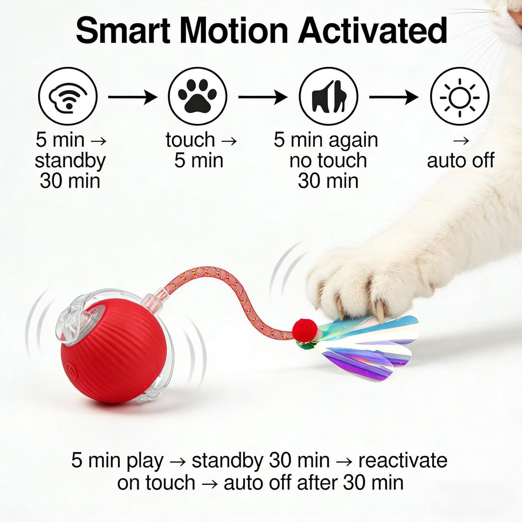 Yaruiguang Nuevo Juguete de Bola para Gatos Actualizado - Cola Rápi...