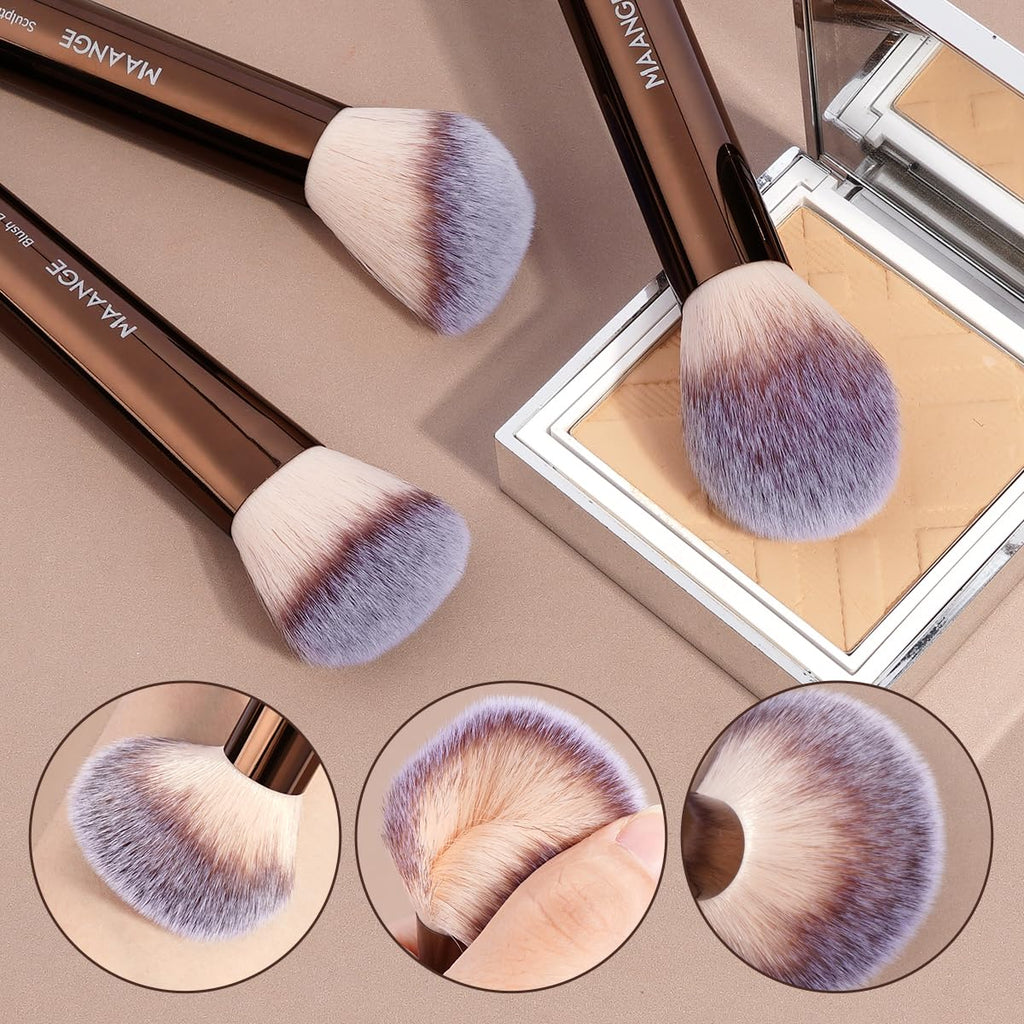 MAANGE Juego de 16 brochas de maquillaje de viaje para polvo líquid...