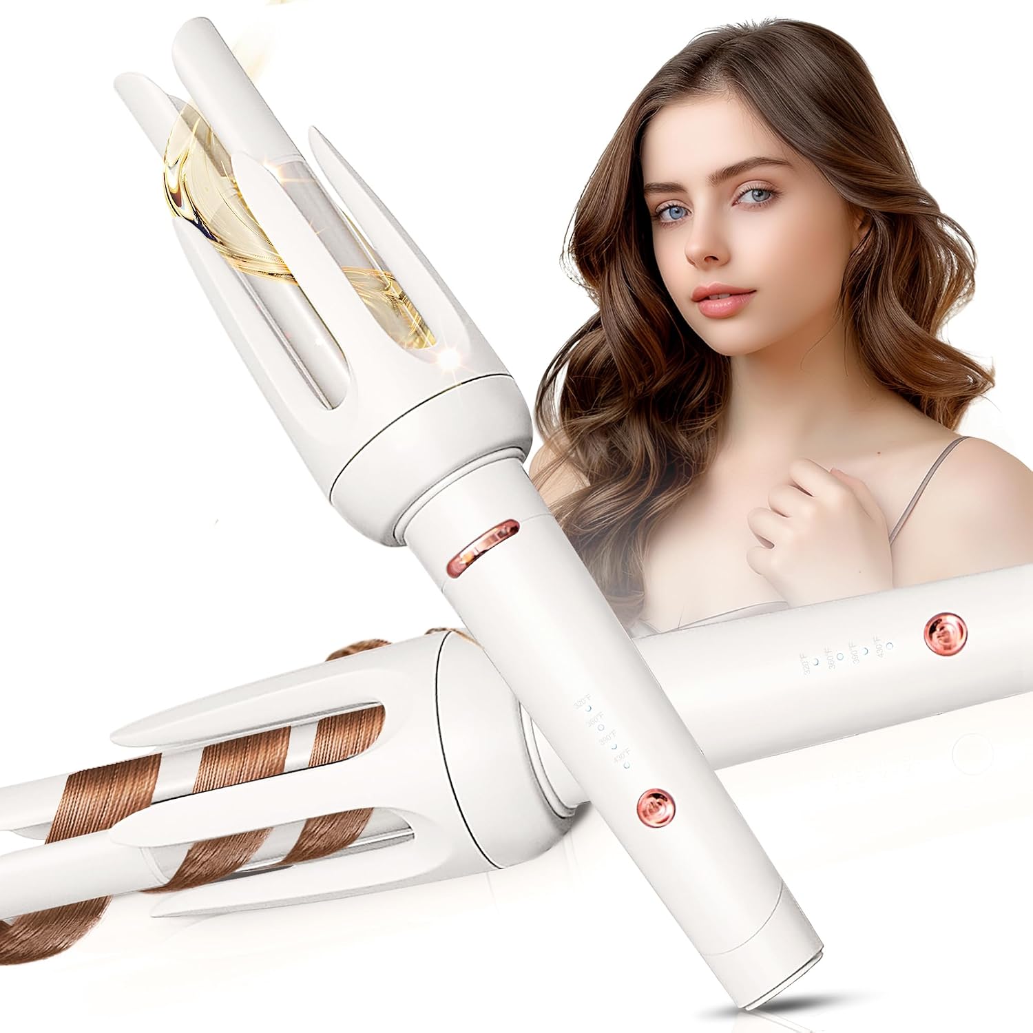 Rizador Automático de Cabello, Plancha de Rizar Automática con 4 Aj...