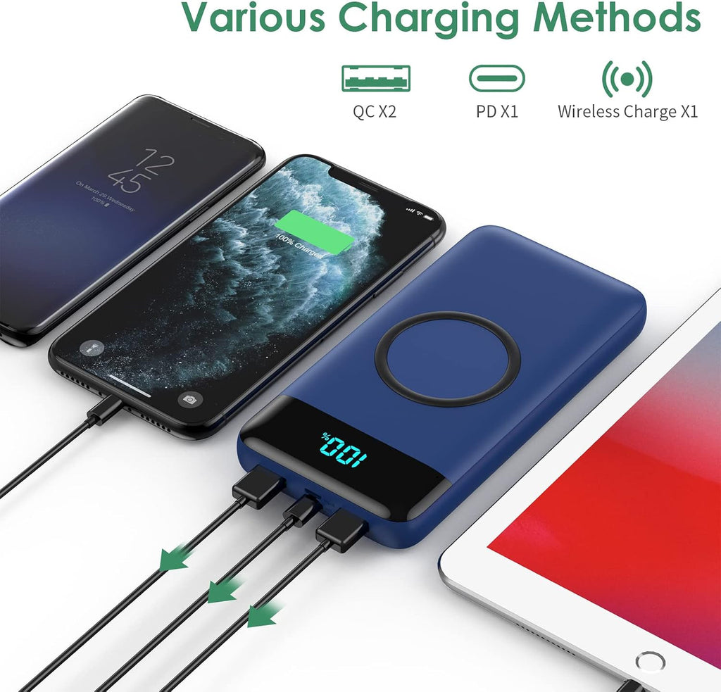 Cargador portátil inalámbrico de 30,800 mAh, cargador de batería US...