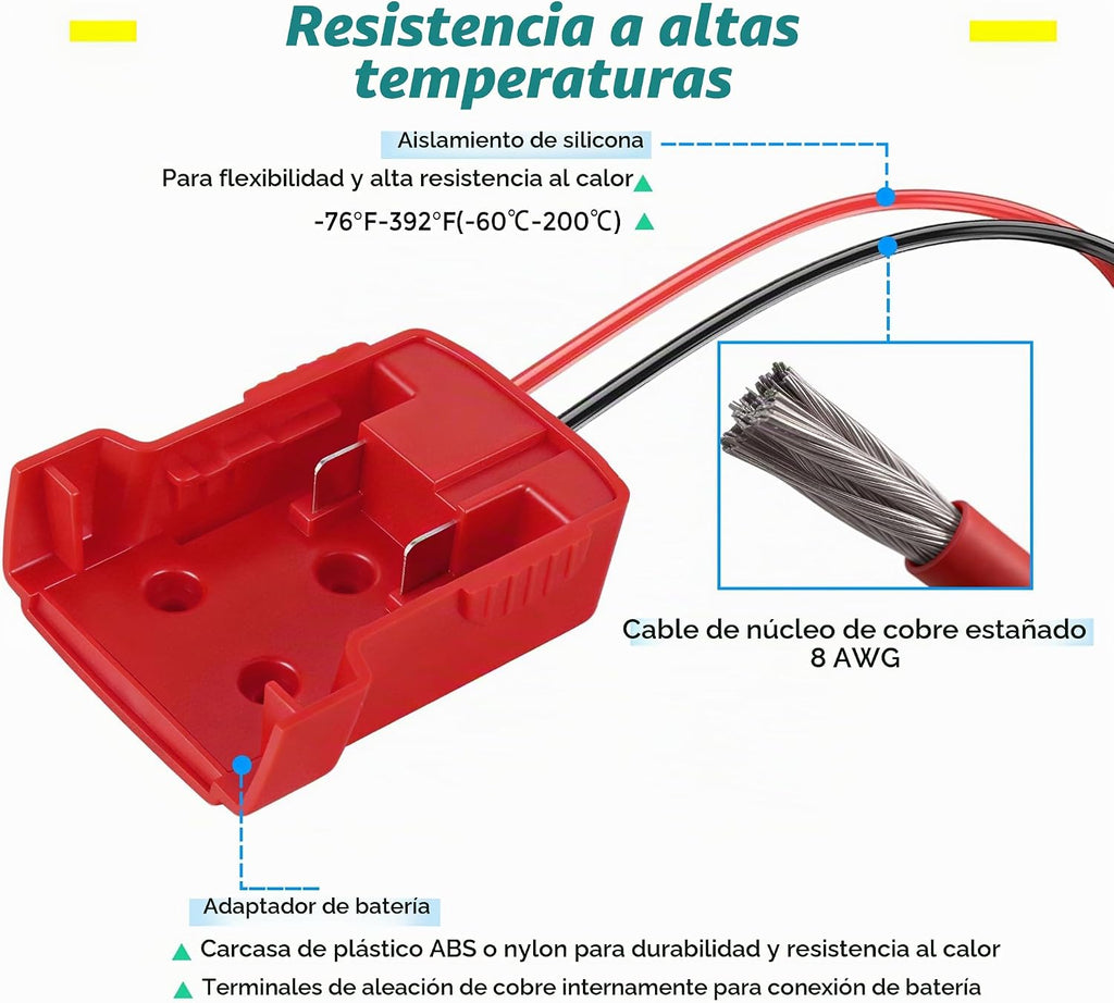Cables de puente para automóvil compatibles con baterías Milwaukee...