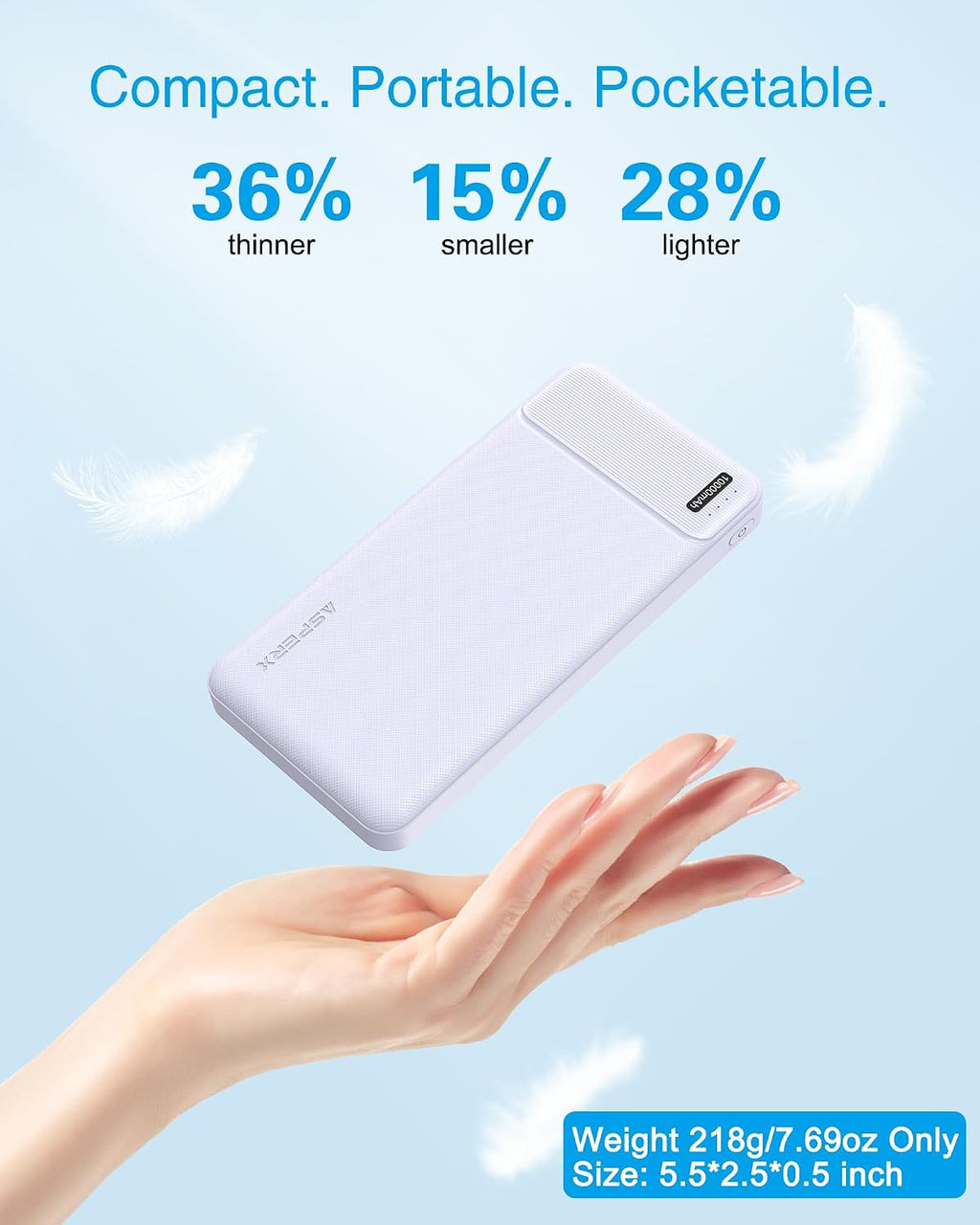 AsperX Cargador portátil de salida USB C de 10000 mAh, carga rápida...
