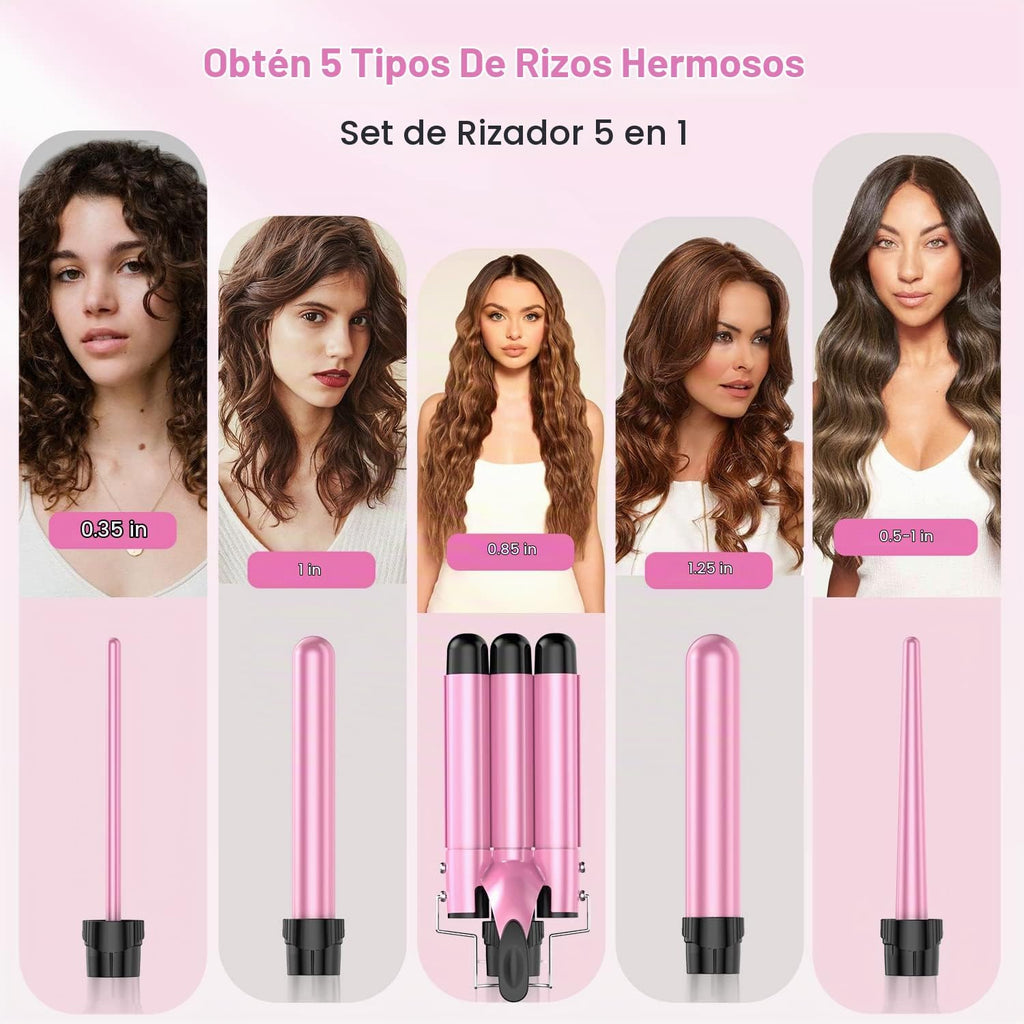 Waver - Rizador de rizador BESTOPE PRO 5 en 1 con 3 barriles para m...