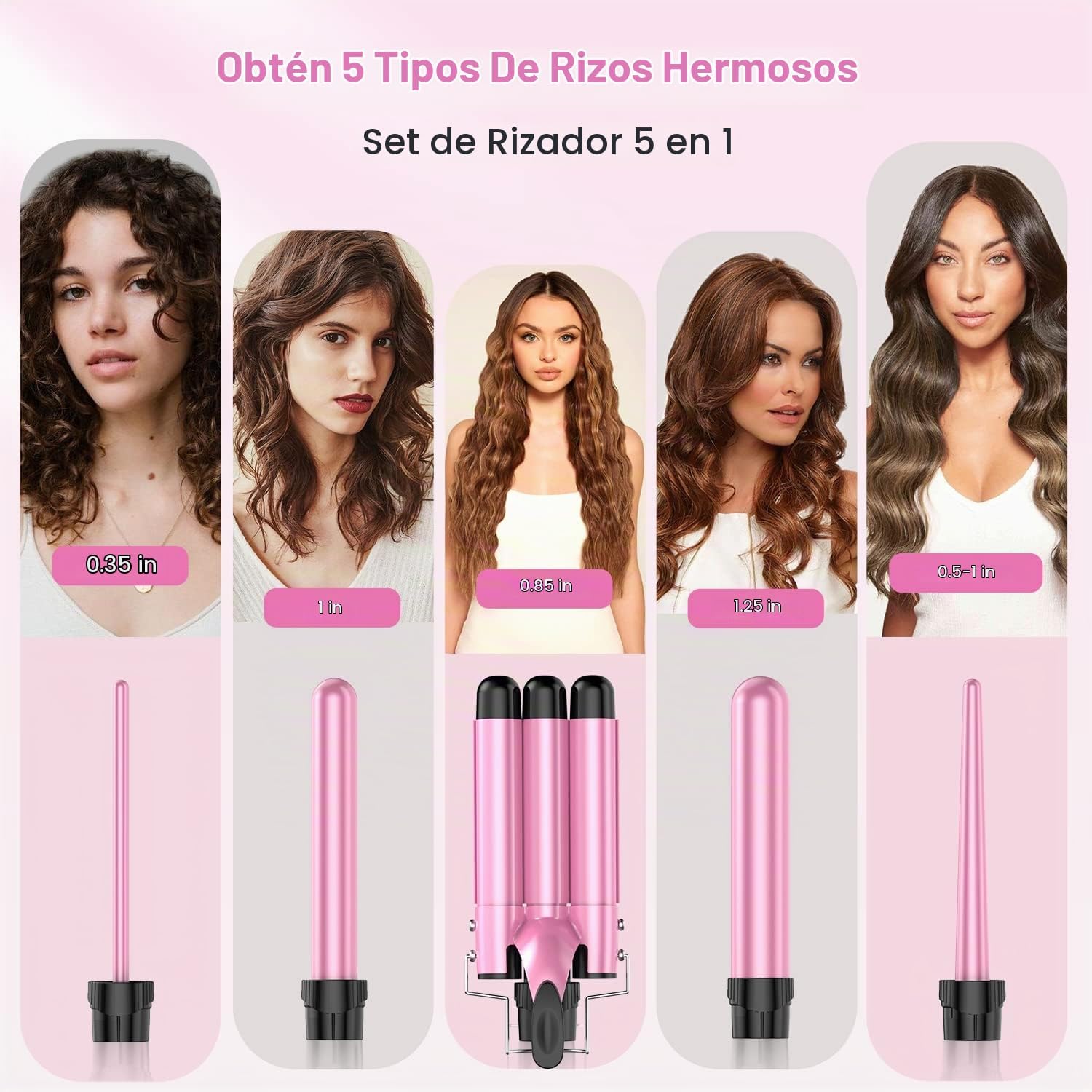 Waver - Rizador de rizador BESTOPE PRO 5 en 1 con 3 barriles para m...