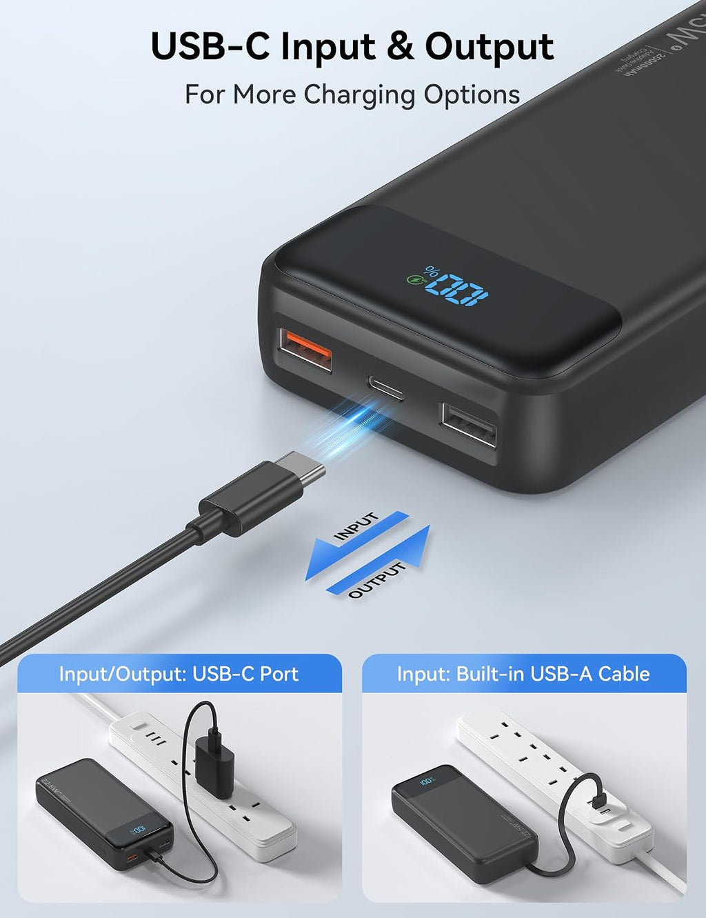 Nusyddy Cargador portátil de 20000 mAh integrado con 4 cables, bate...