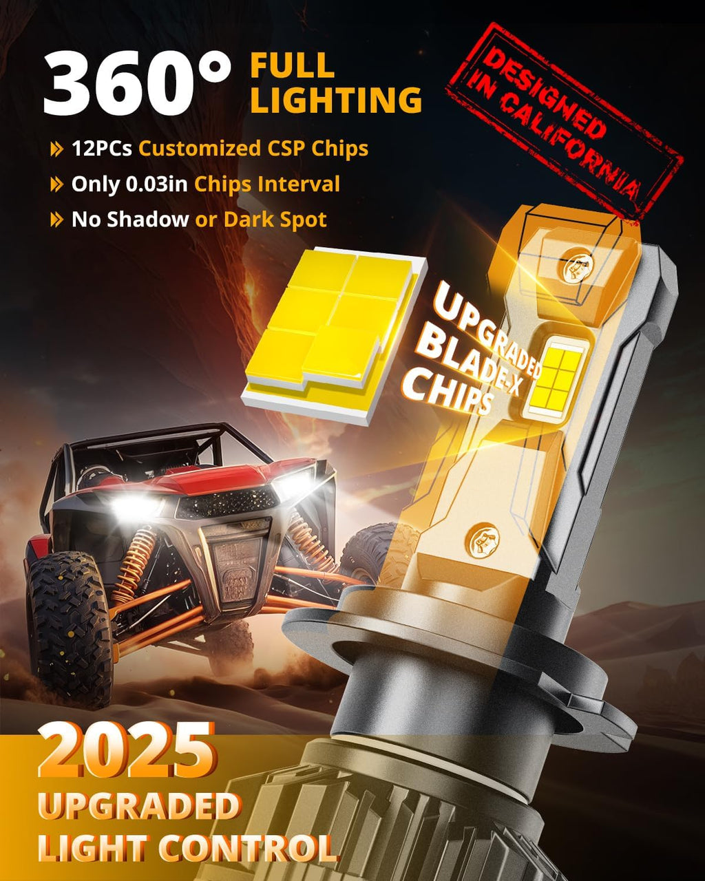 Auxbeam Luz antiniebla H7, serie F22 H7 Powersports, 6500K 110W 240...