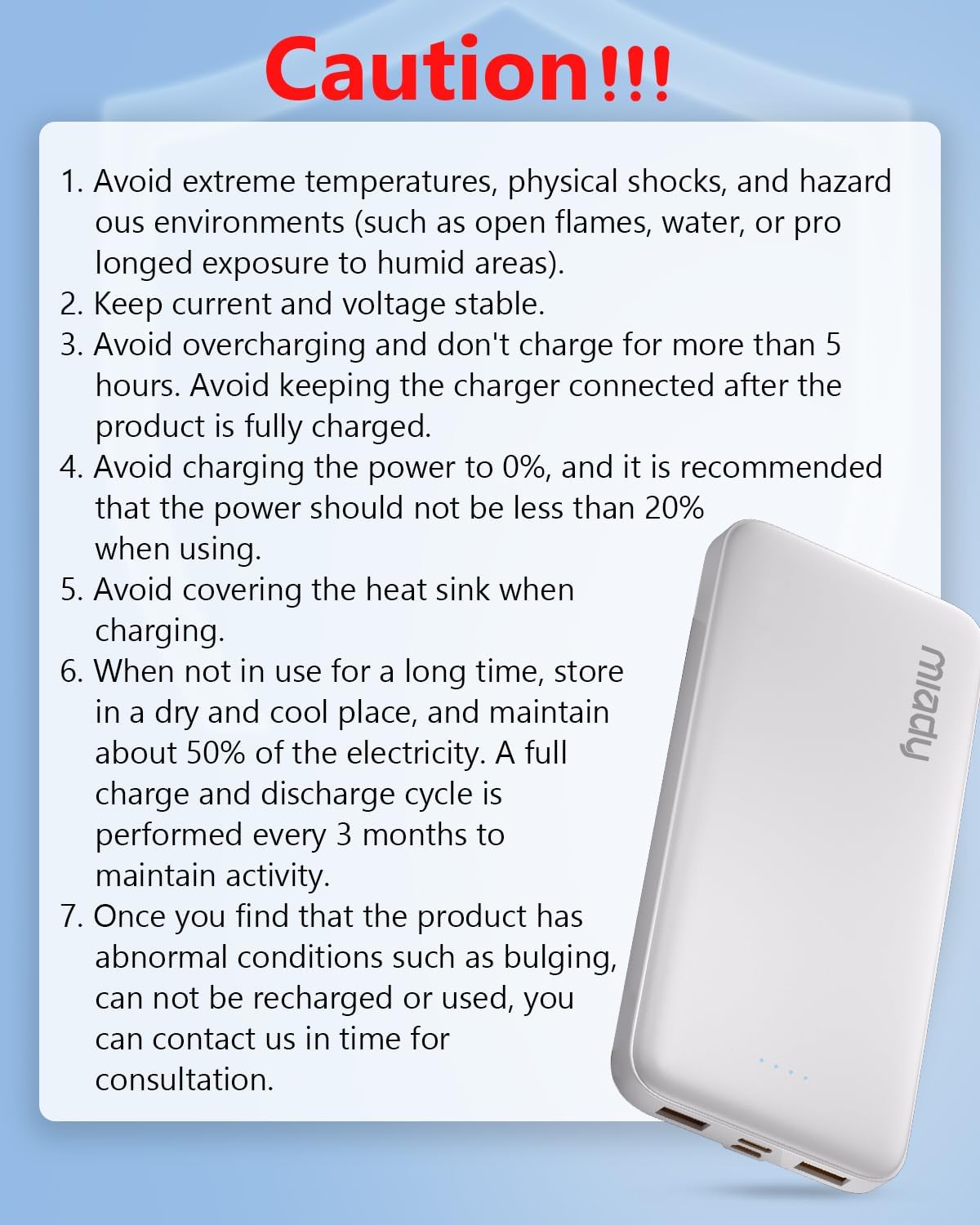 Miady cargador de batería de 10000 mAh, USB dual, portátil, negro,...