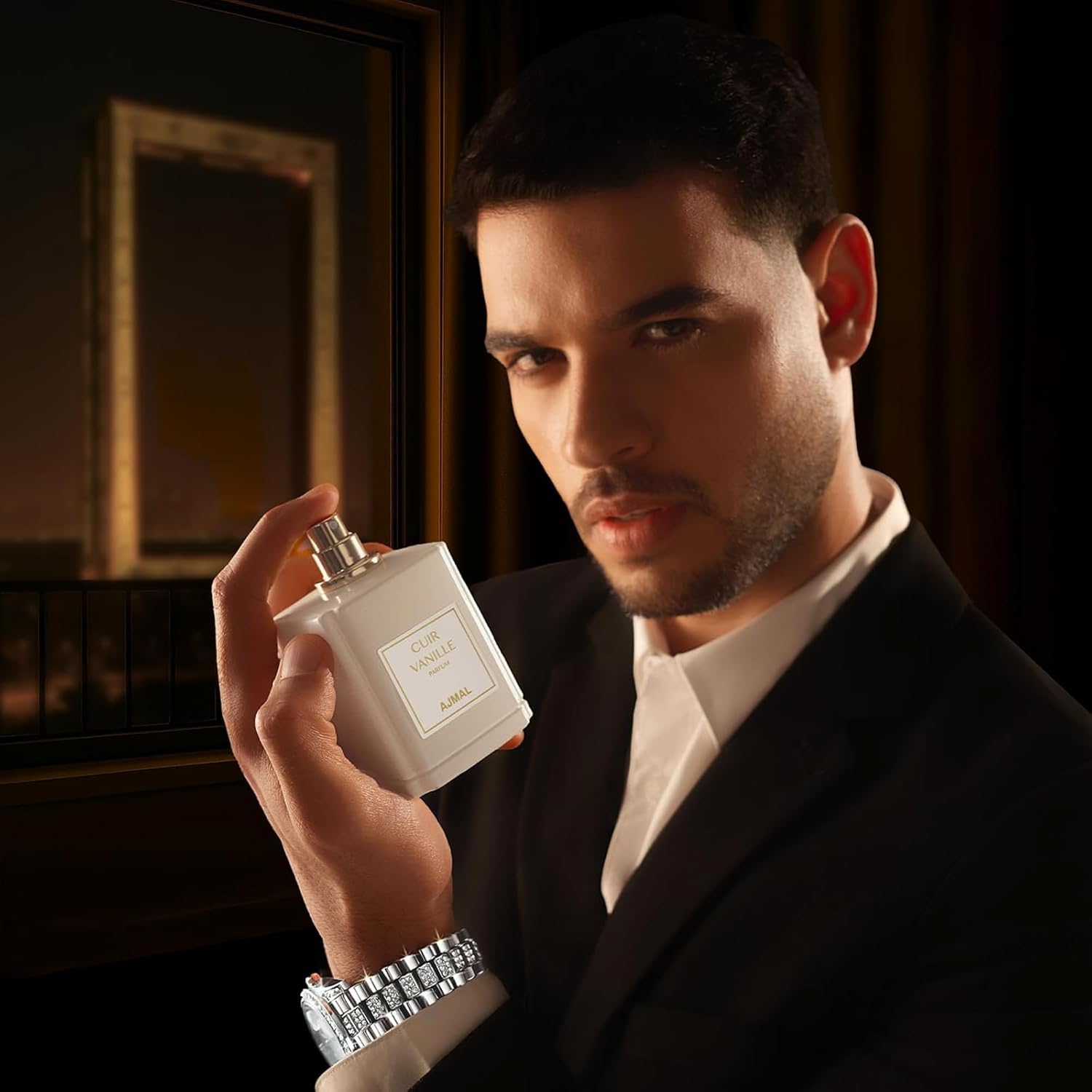 Ajmal Oud Marquis Cuir Vanille Eau de Parfum para Hombre, 3.4 fl oz...
