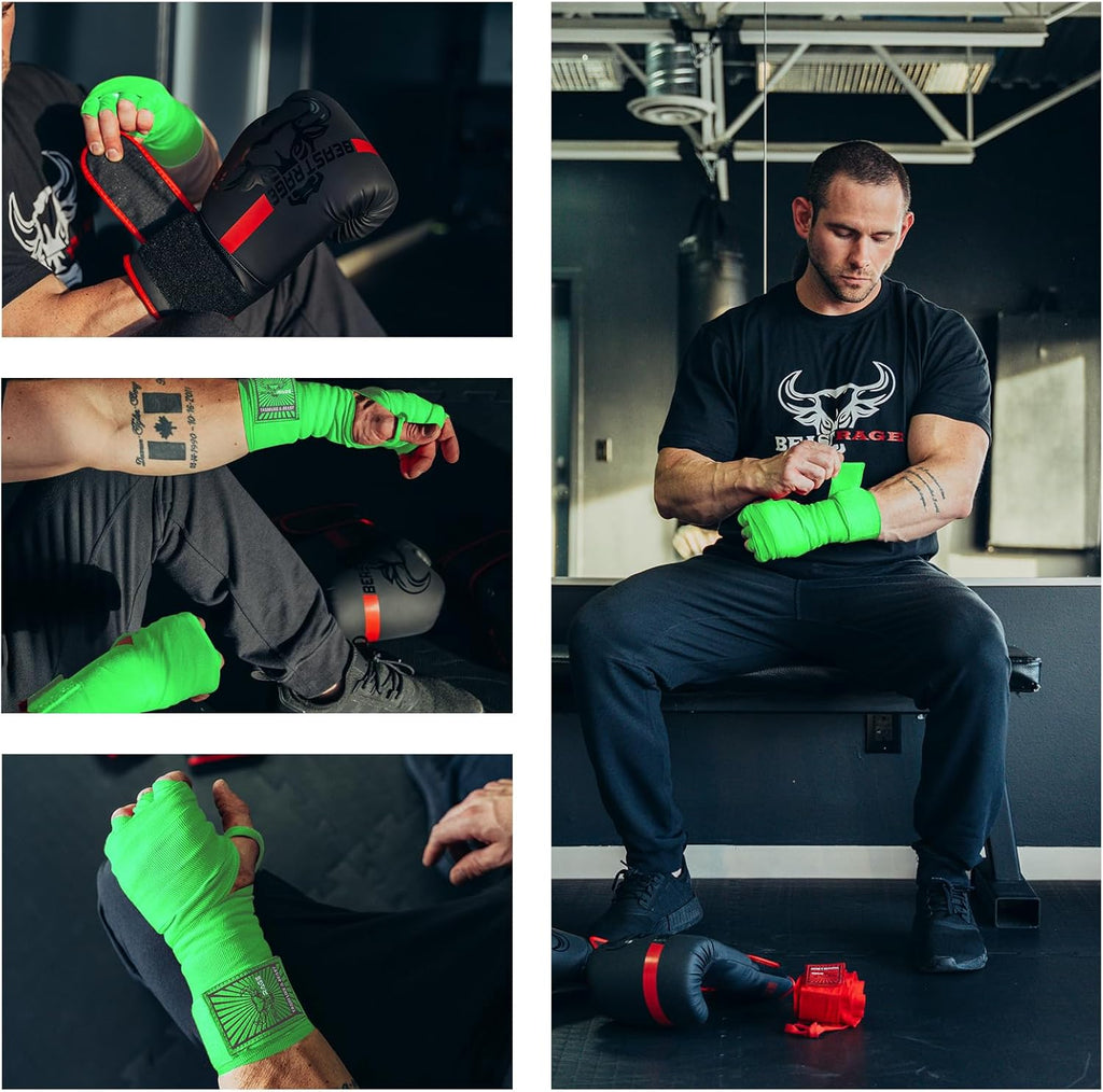 BEAST RAGE Vendas para manos de boxeo para MMA Kickboxing, muñequer...