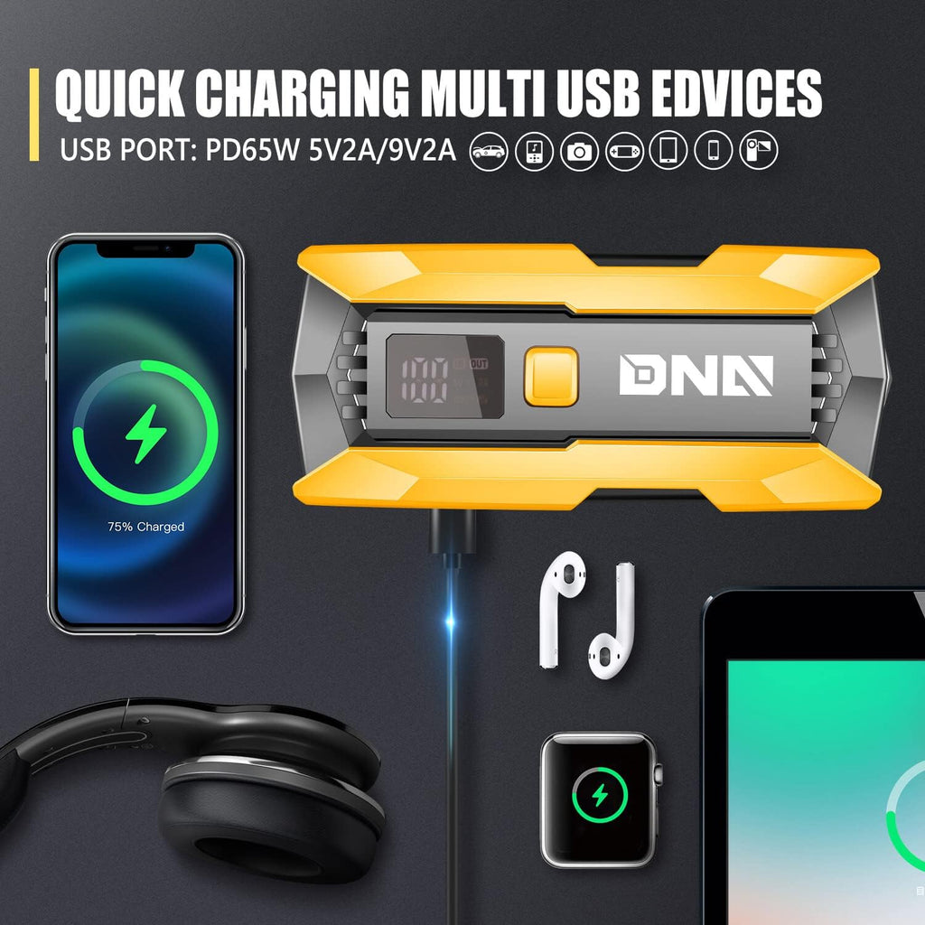 DNA Motoring Batería de coche portátil multifunción de 12 V 2000 A...