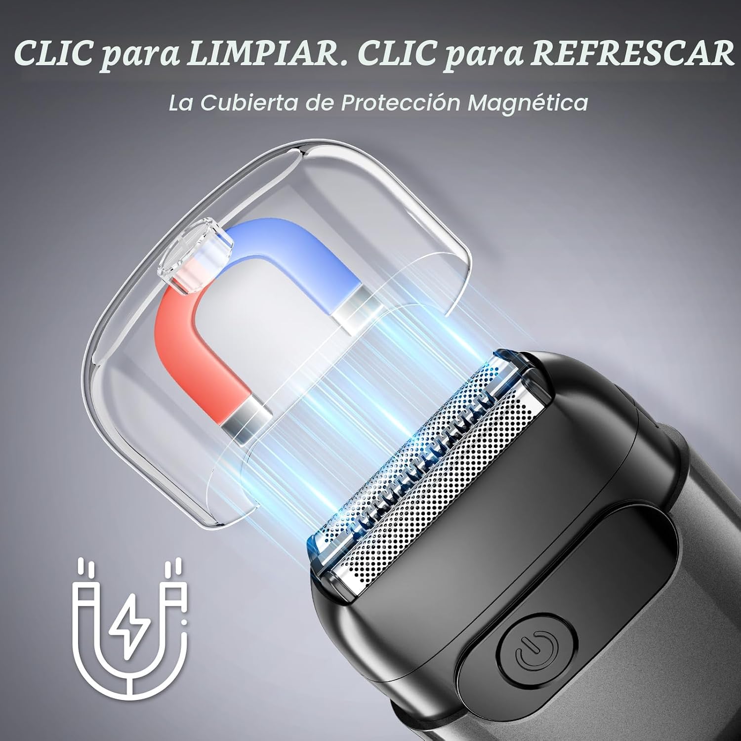 Afeitadora eléctrica de aluminio para hombres, cabezales de afeitad...