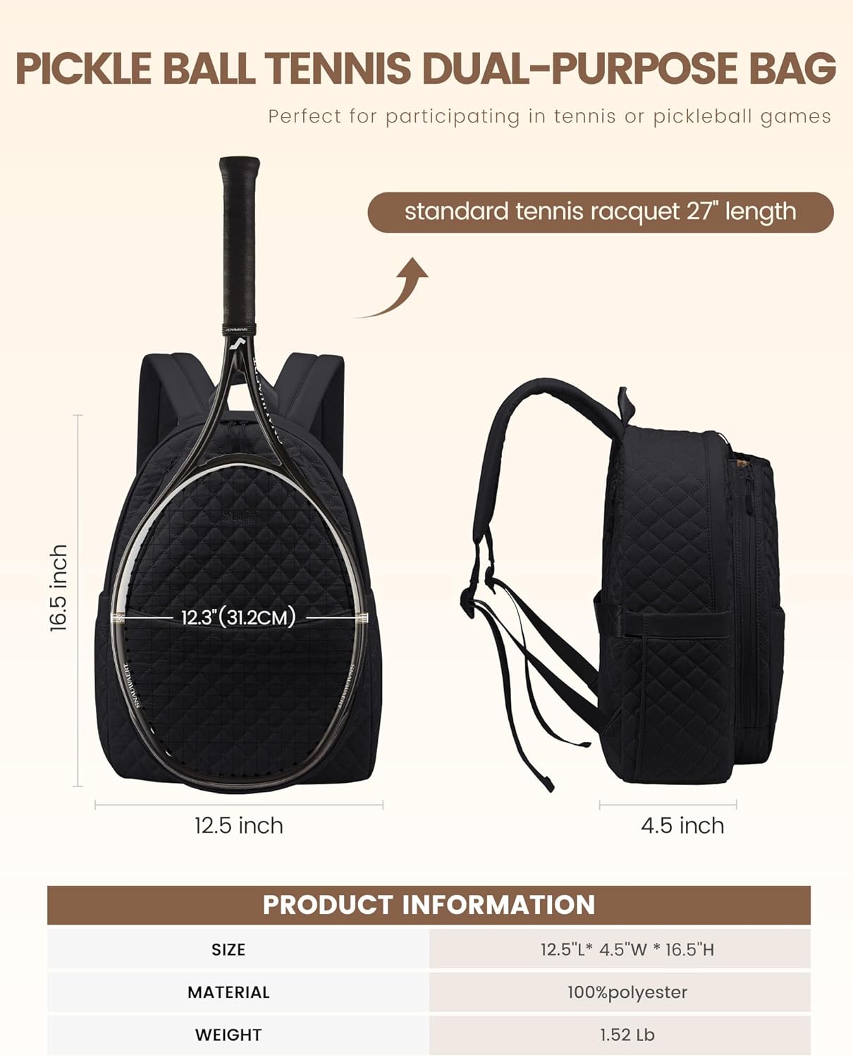 Sucipi Bolsas de tenis para mujeres, Mochila bolsa acolchada para r...