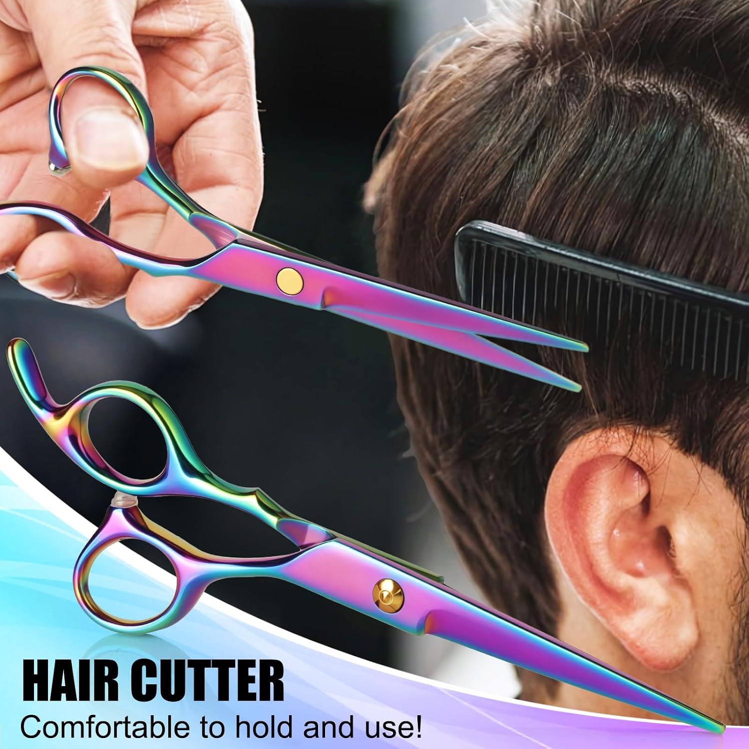 Juego de tijeras de corte de pelo, kit profesional de tijeras de co...